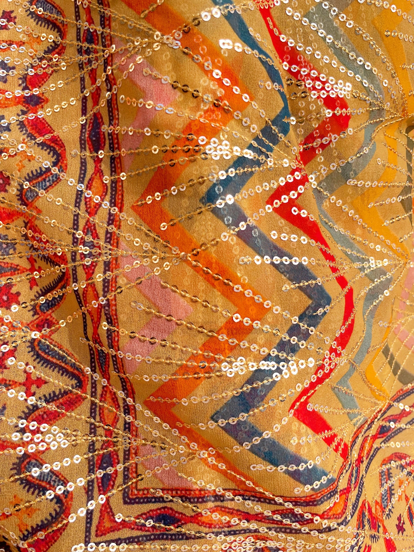 Sequin Pattern Multicolor Saree