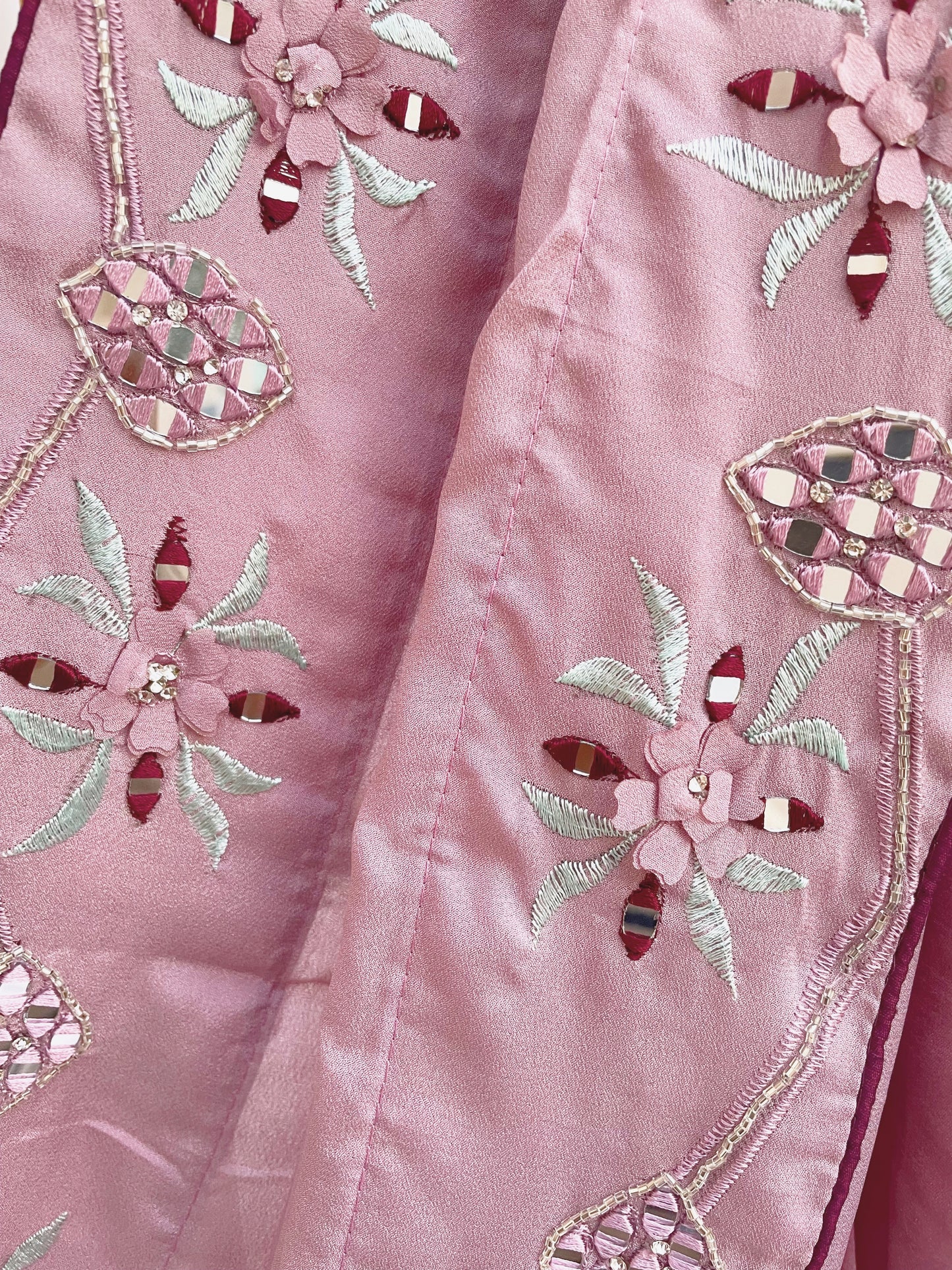 Mirror Work Hand Embroidered Saree
