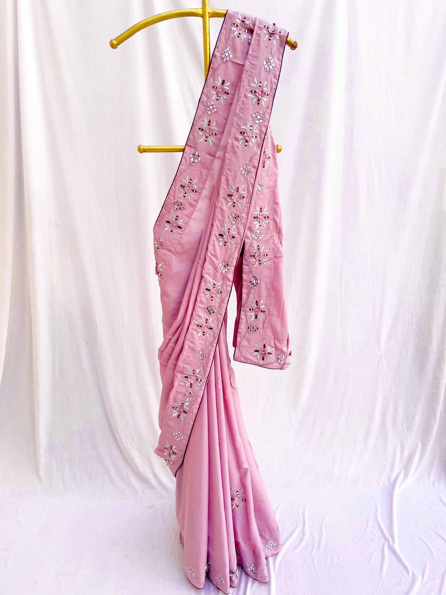 Mirror Work Hand Embroidered Saree