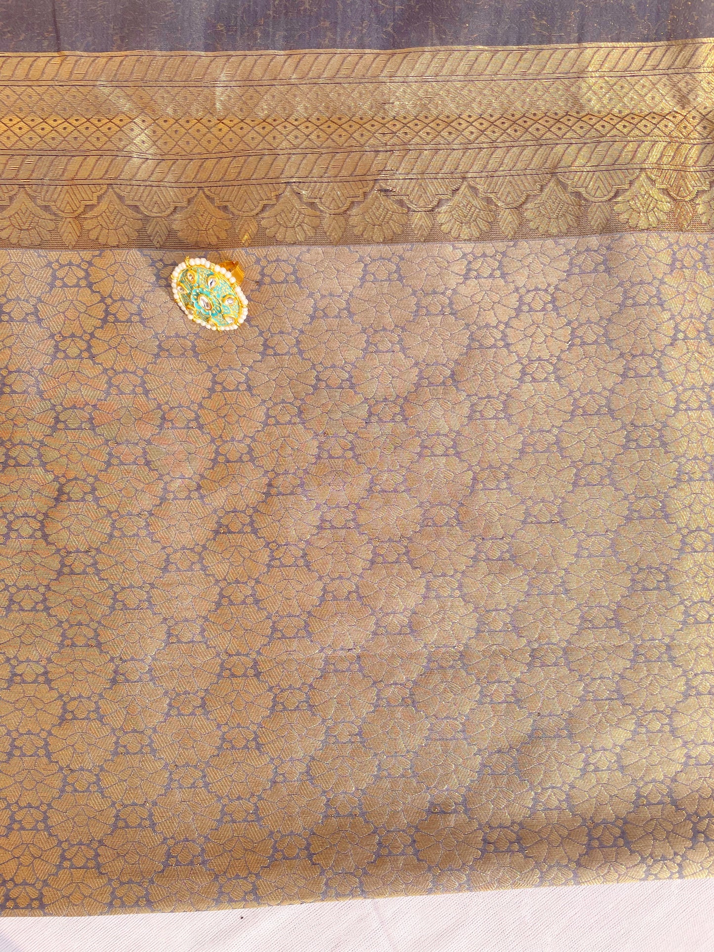 Multicolor Floral Print Organza Saree