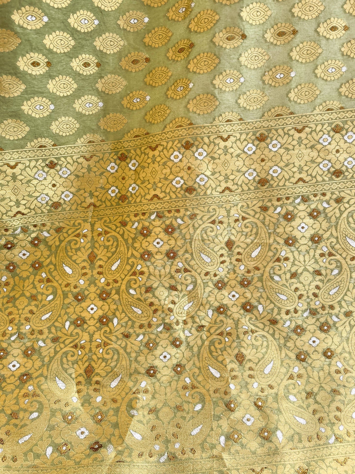 Olive Green Zari Woven Silk Saree