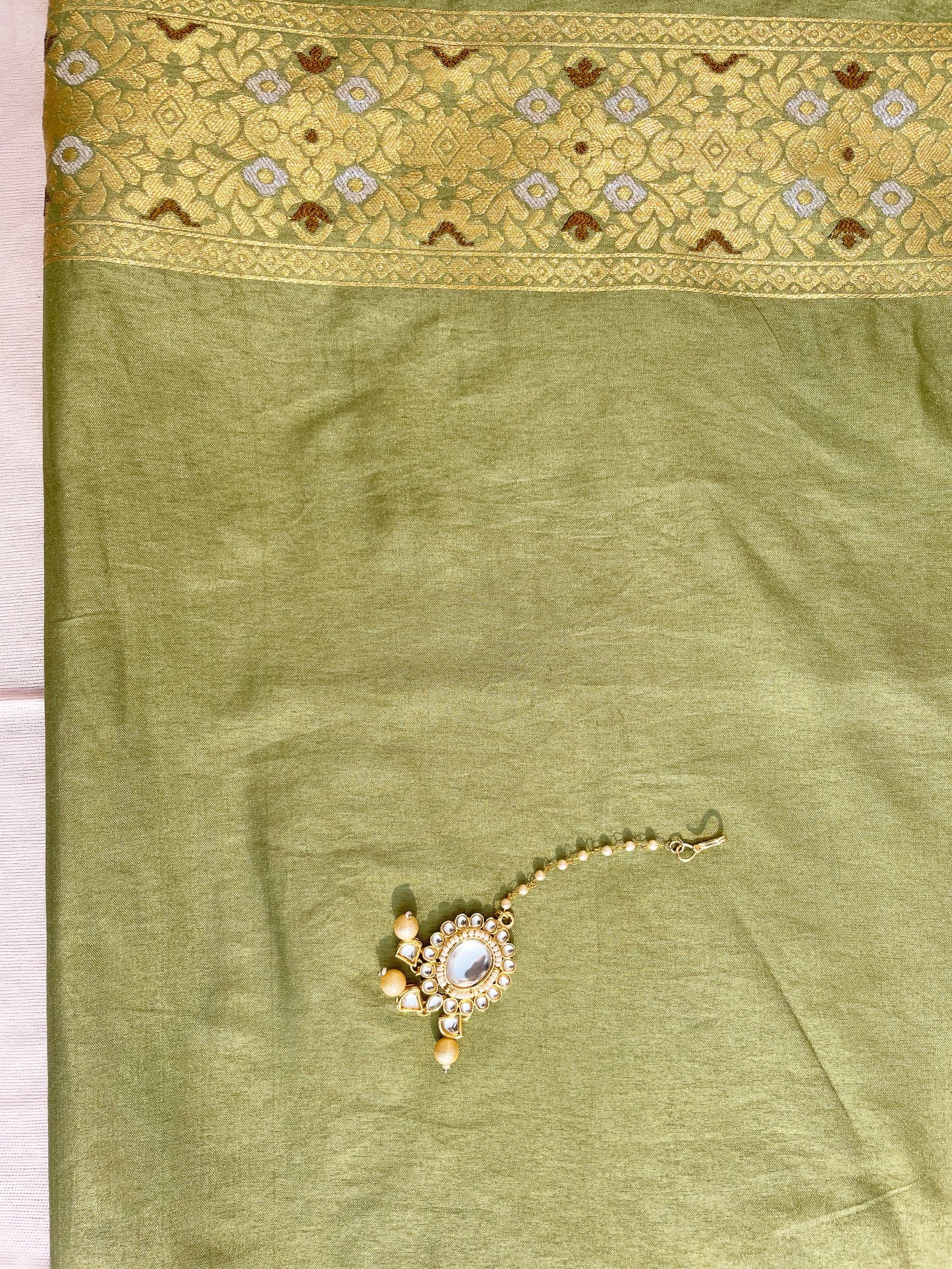 Olive Green Zari Woven Silk Saree