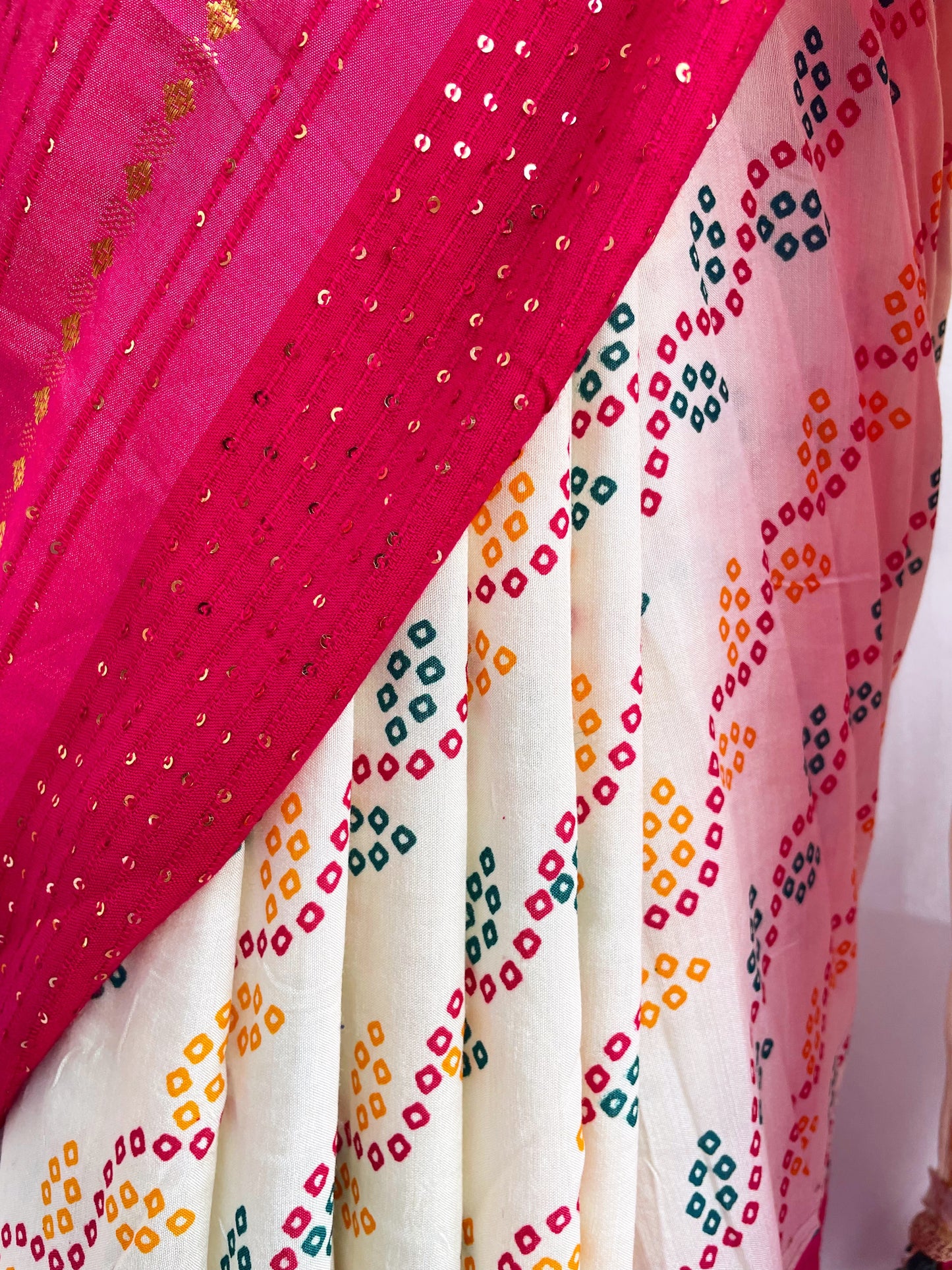 Dual Shade Sequin Work Polycotton Saree
