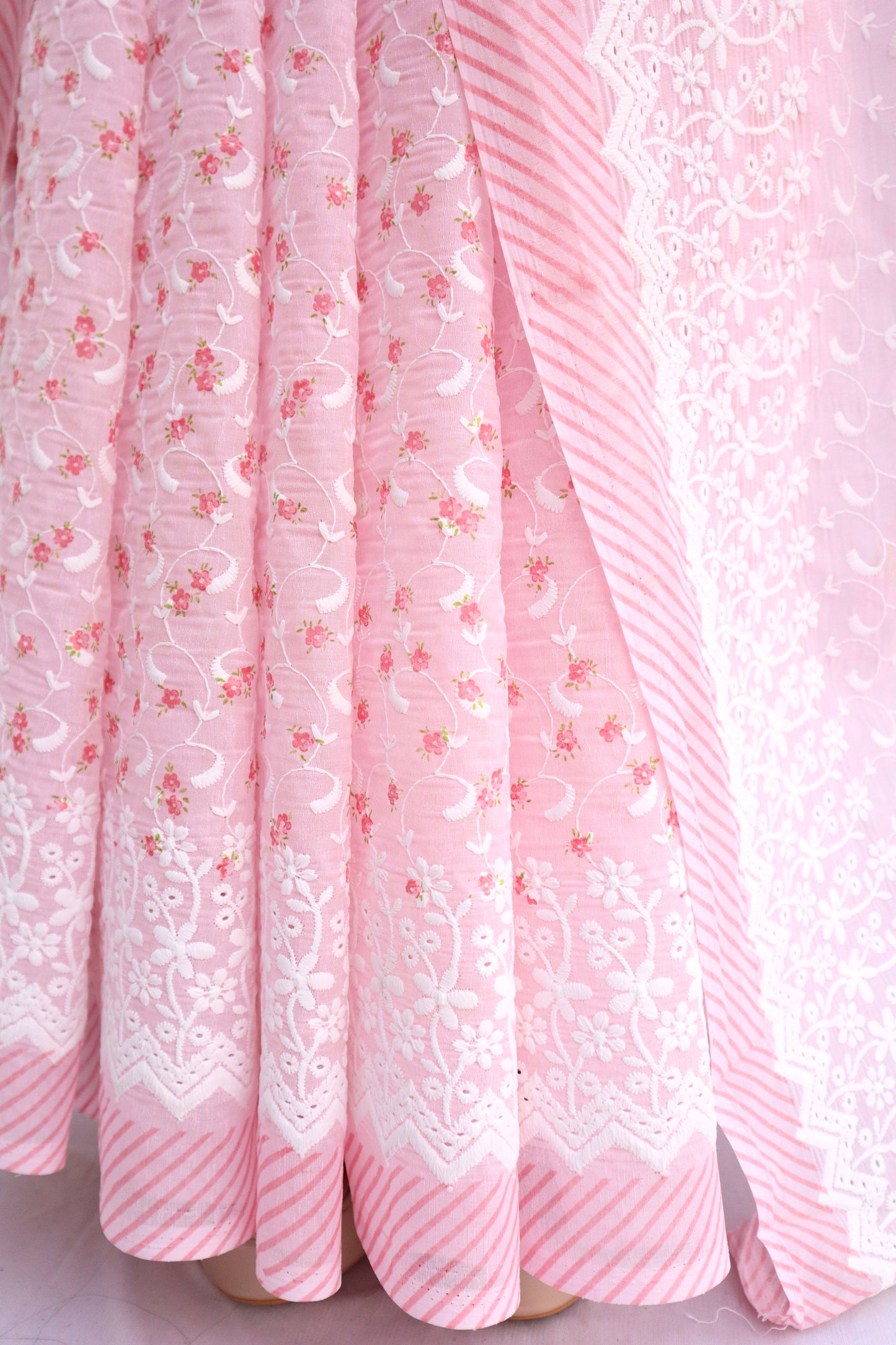 Pink Floral Embroidered Saree