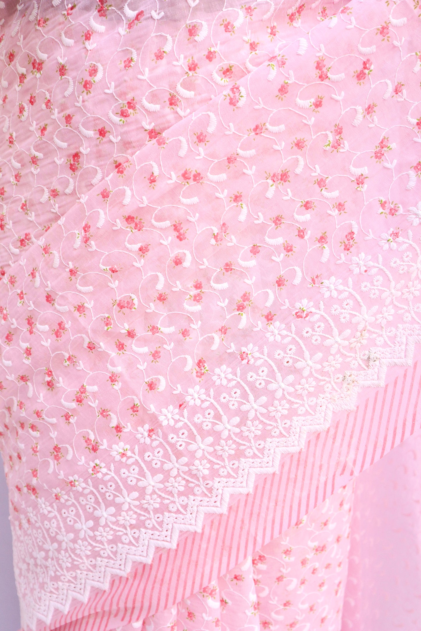 Pink Floral Embroidered Saree