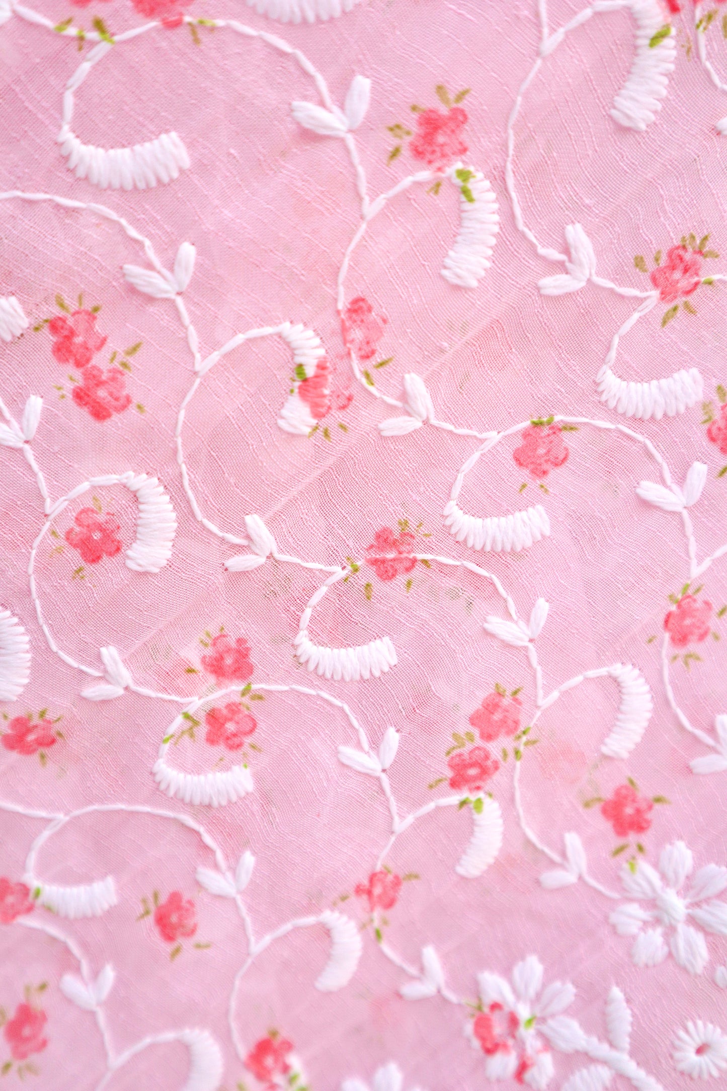 Pink Floral Embroidered Saree
