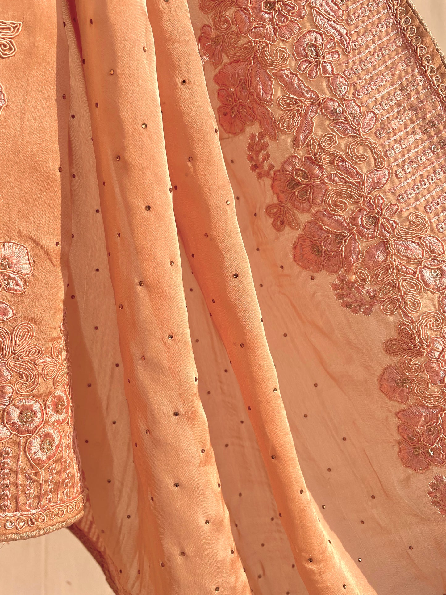 Satin Silk With Floral Embroidery - Vanesara