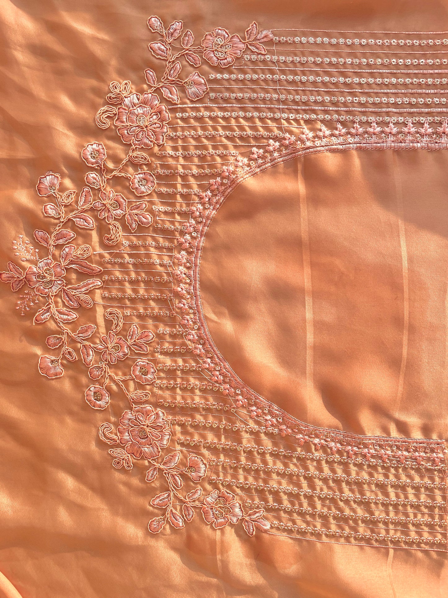 Satin Silk With Floral Embroidery - Vanesara