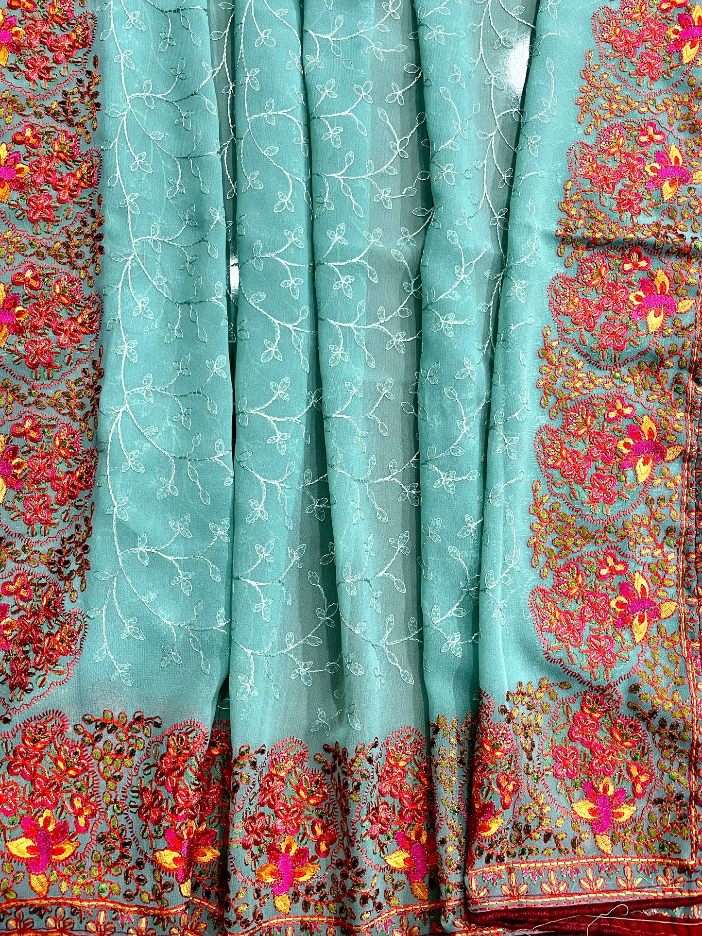 Georgette Saree with Multicolor Border - Vanesara