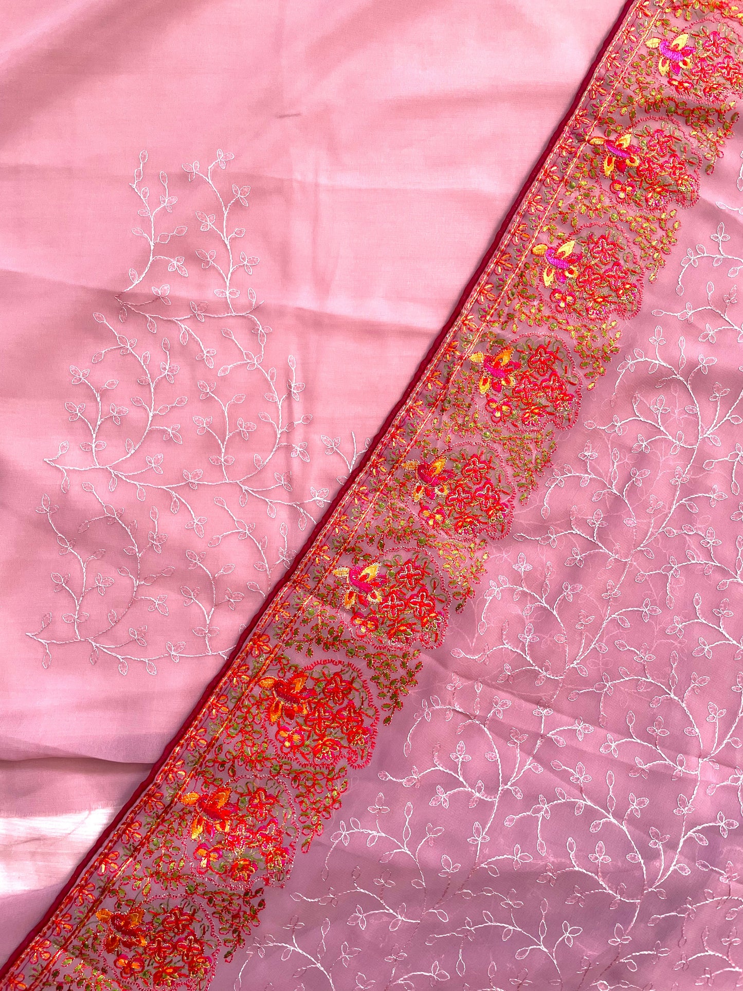 Georgette Saree with Multicolor Border - Vanesara