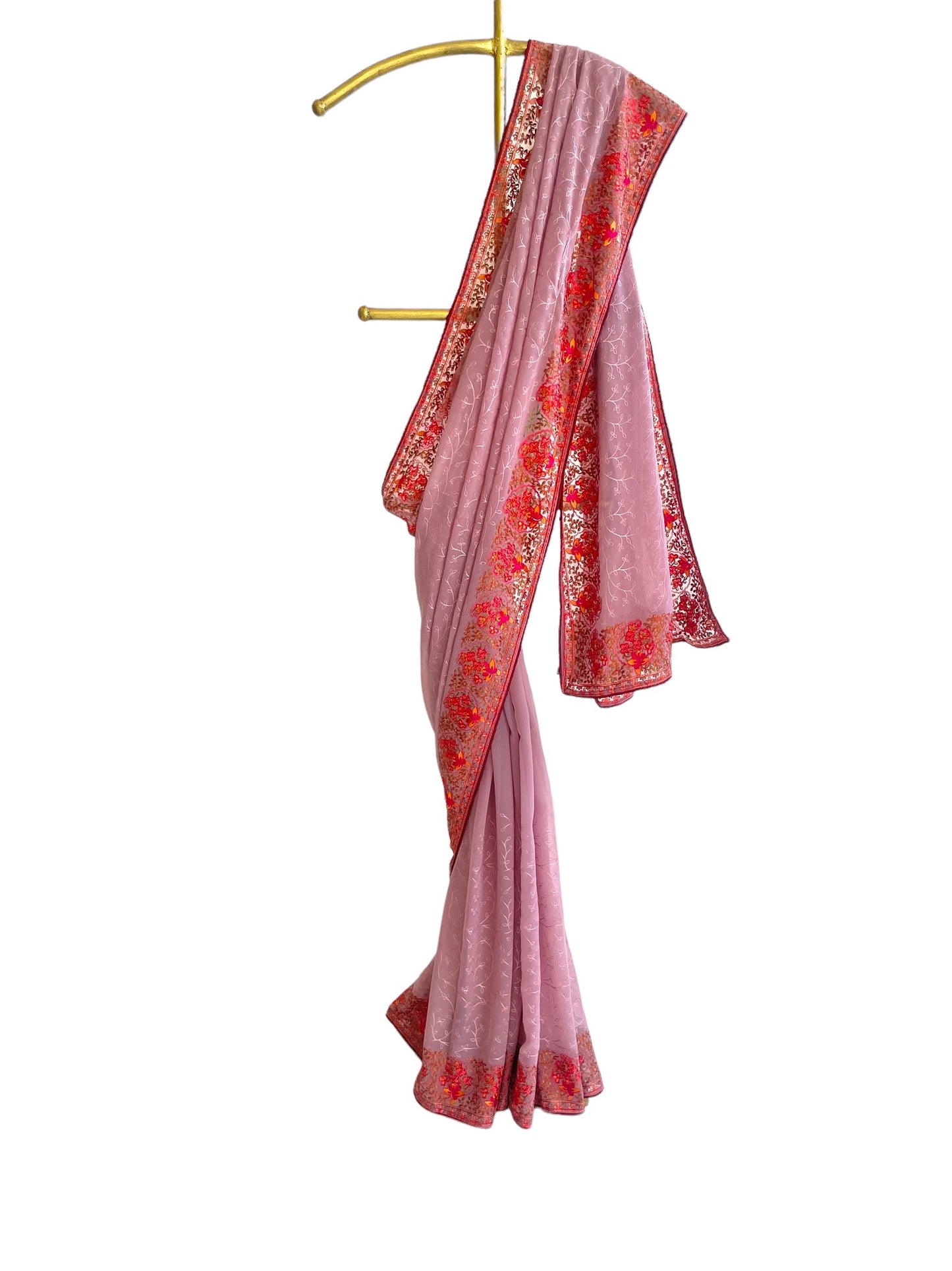 Georgette Saree with Multicolor Border - Vanesara