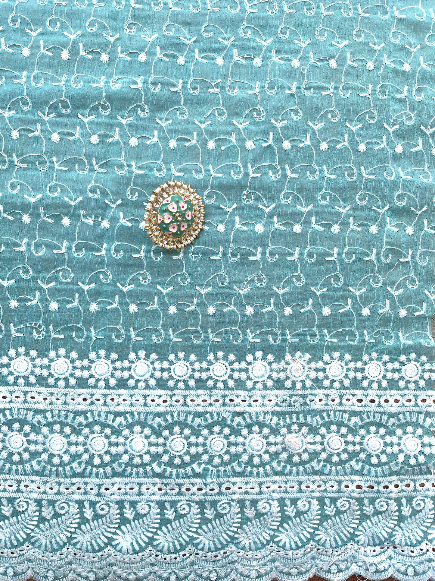 Cotton Floral Embroidered Saree - Vanesara