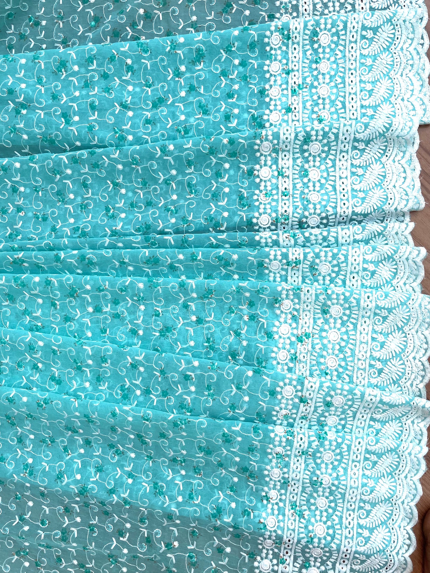 Cotton Floral Embroidered Saree - Vanesara