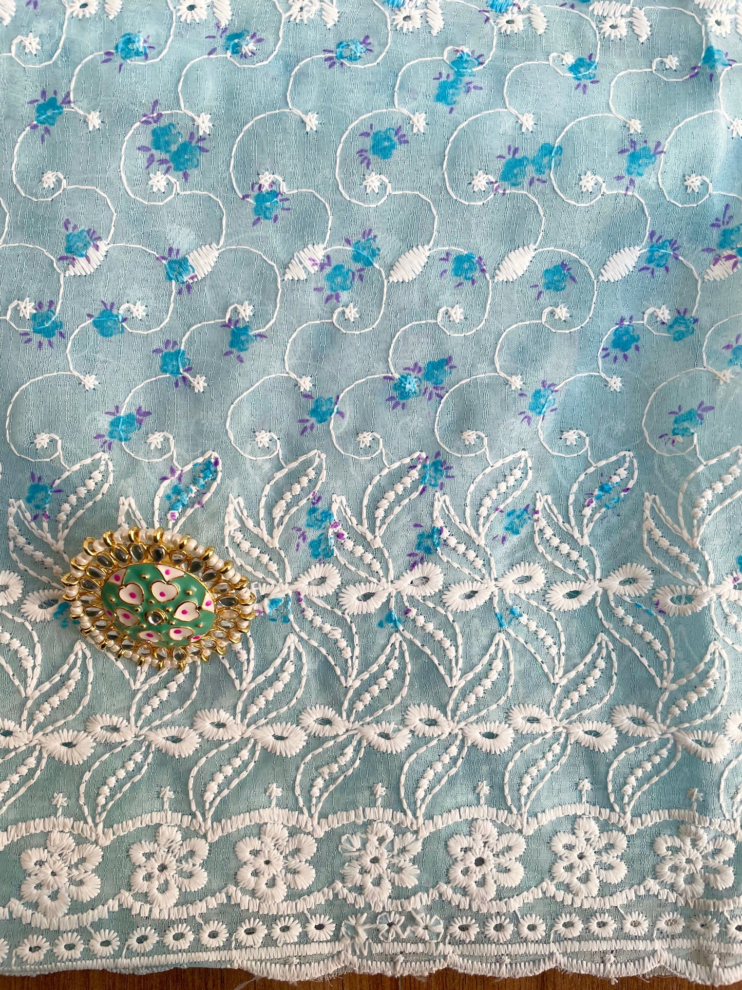Cotton Floral Embroidered Saree - Vanesara