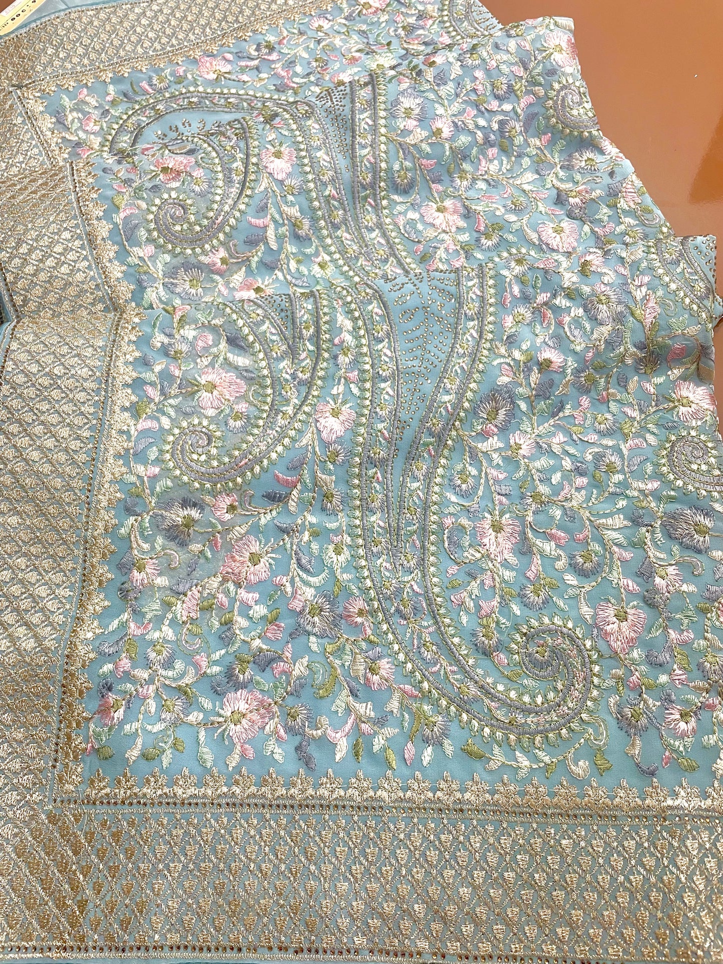 Multicolor Thread Work With Swarovski Touch - Vanesara