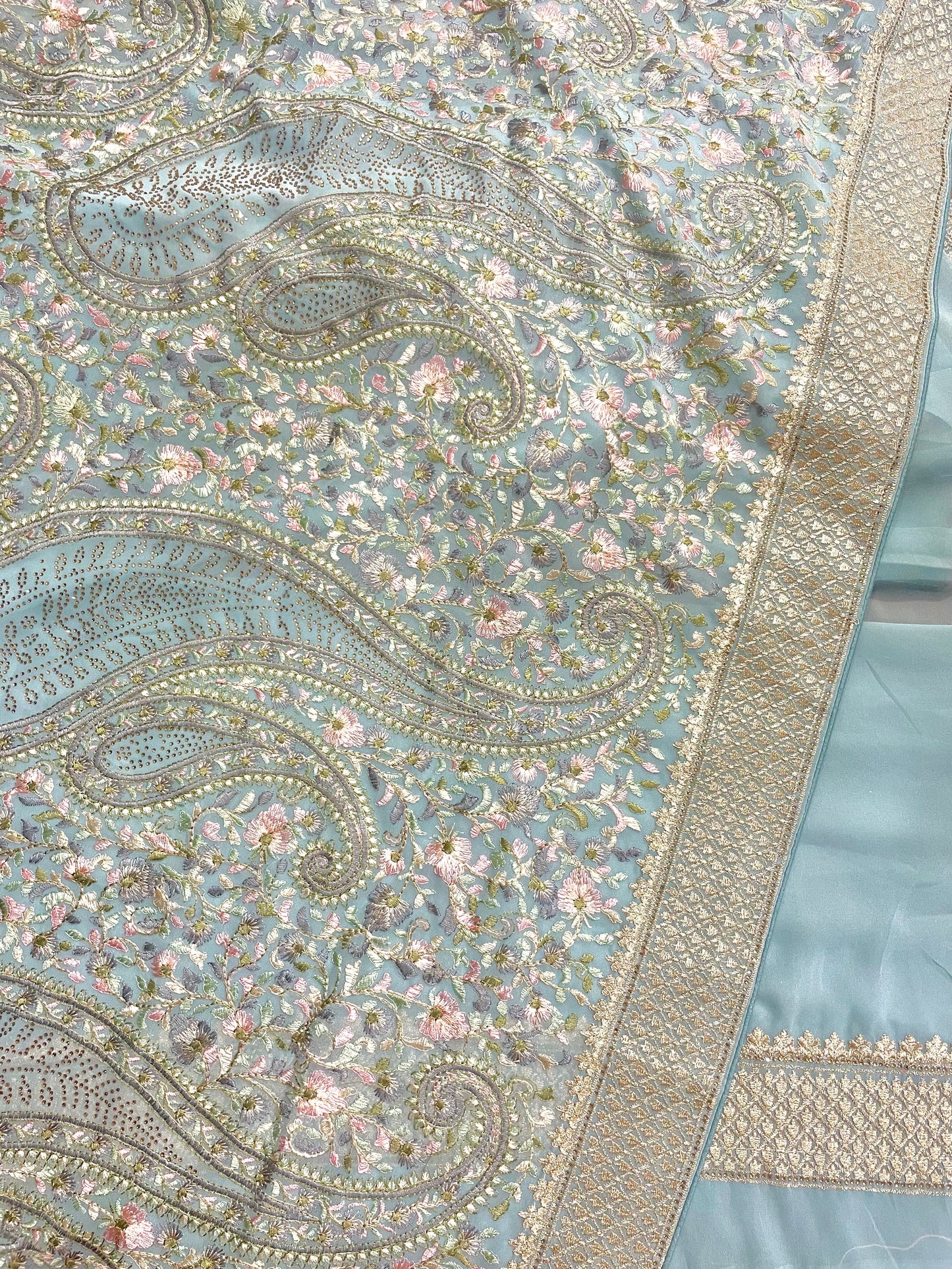 Multicolor Thread Work With Swarovski Touch - Vanesara