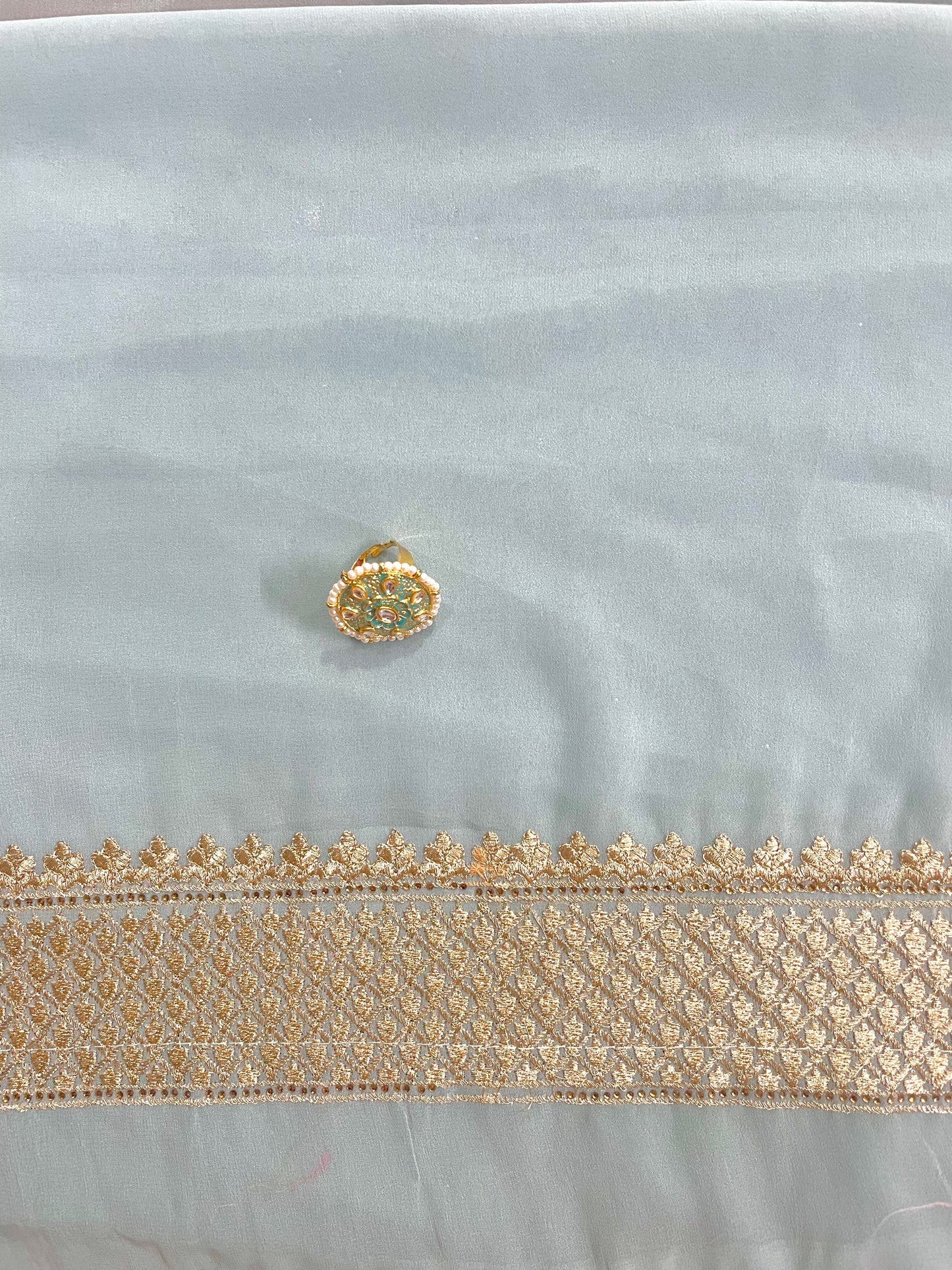 Multicolor Thread Work With Swarovski Touch - Vanesara