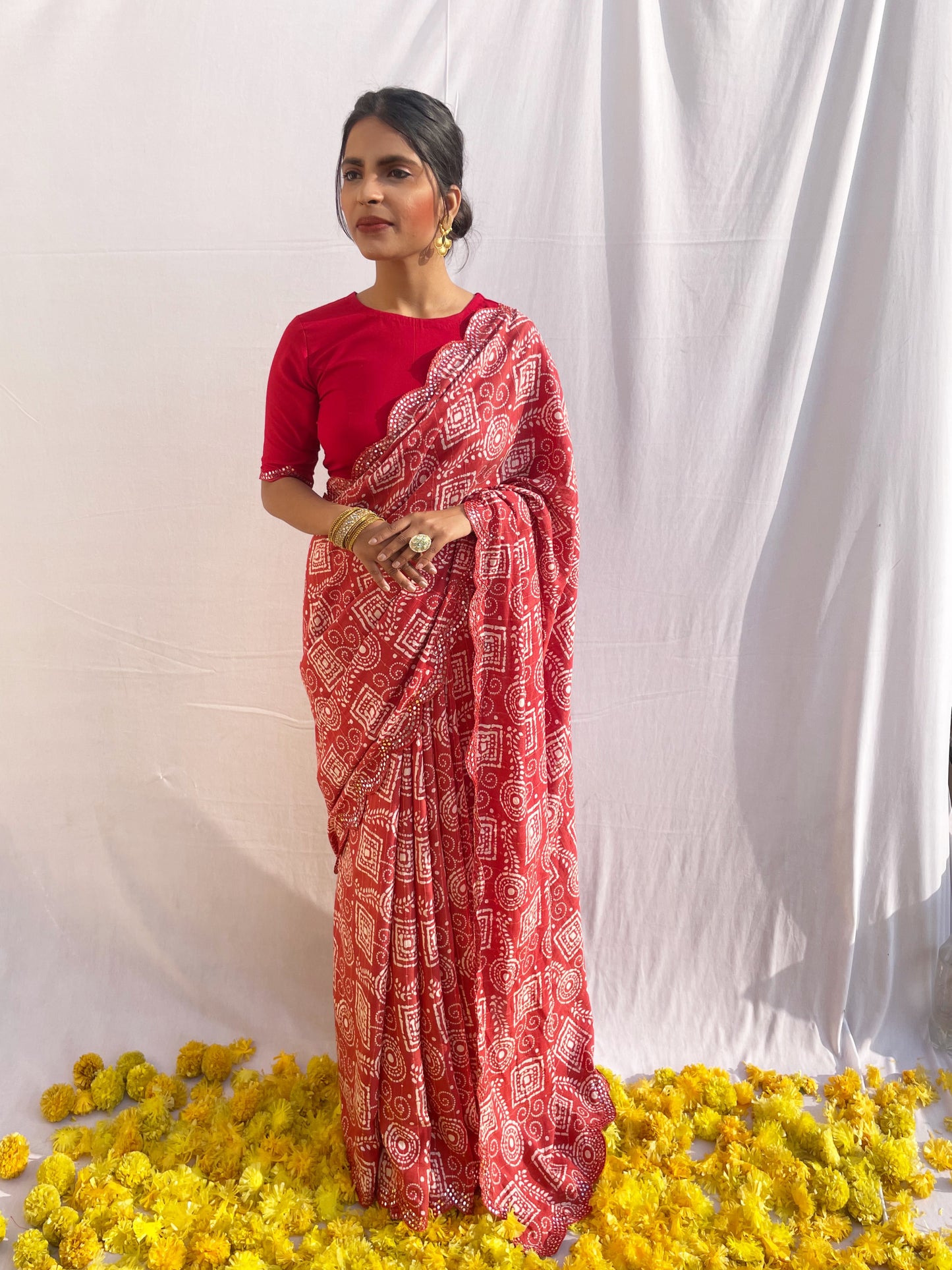 Mirror Work Cotton saree - Vanesara