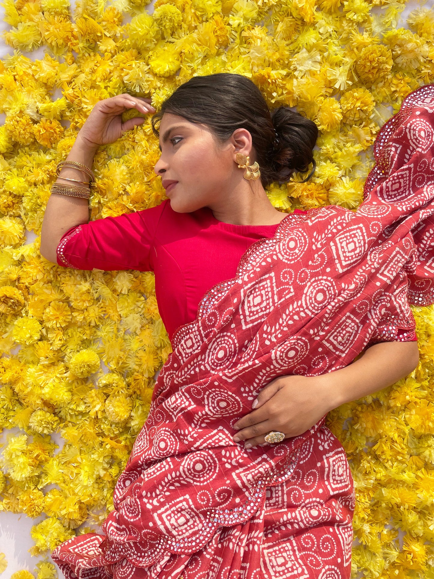 Mirror Work Cotton saree - Vanesara