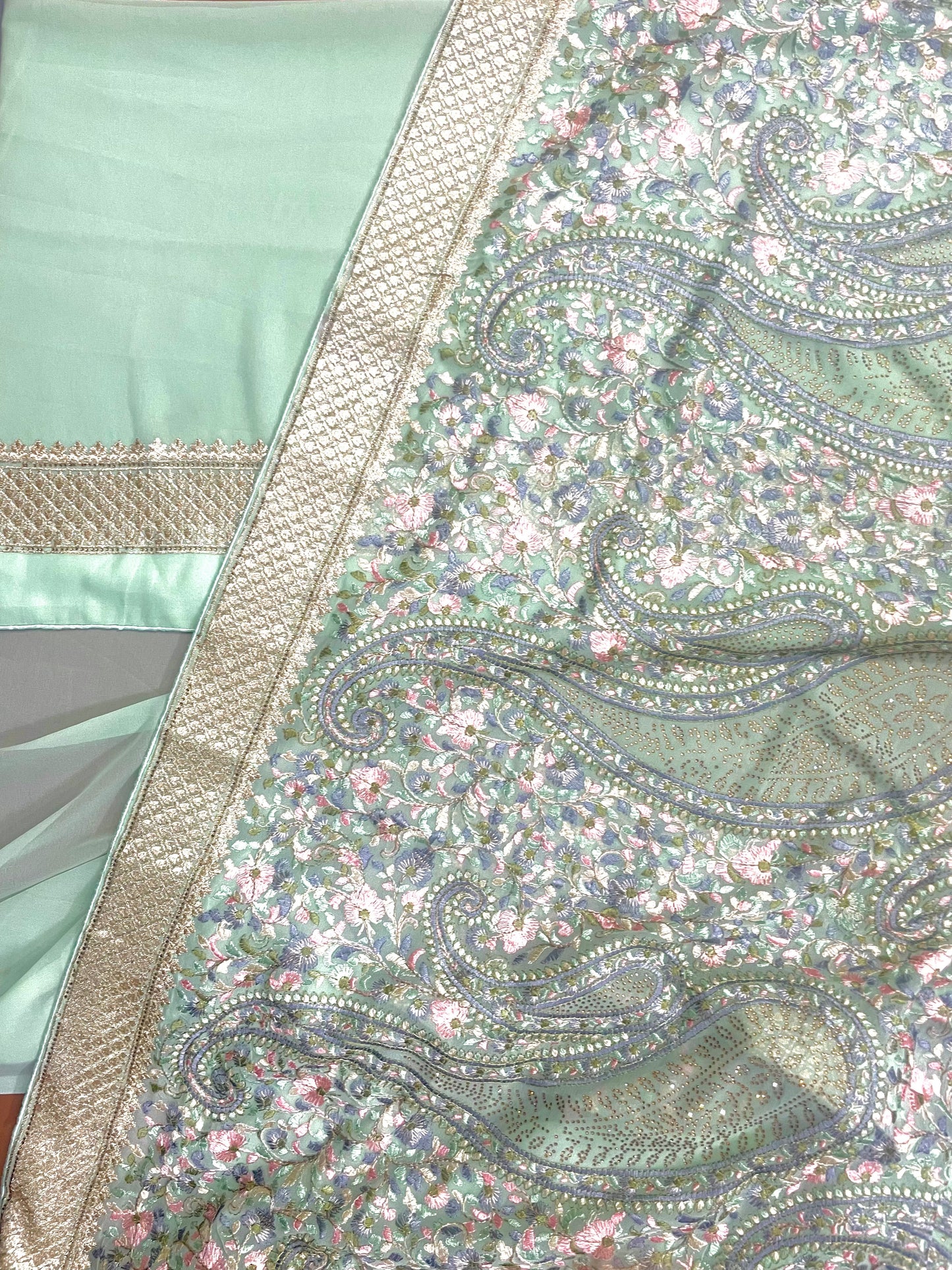 Multicolor Thread Work With Swarovski Touch - Vanesara