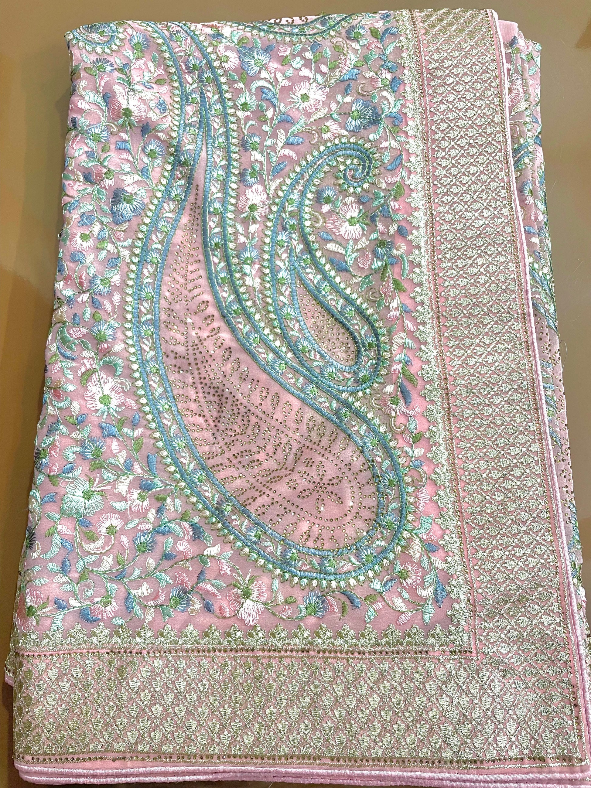 Multicolor Thread Work With Swarovski Touch - Vanesara