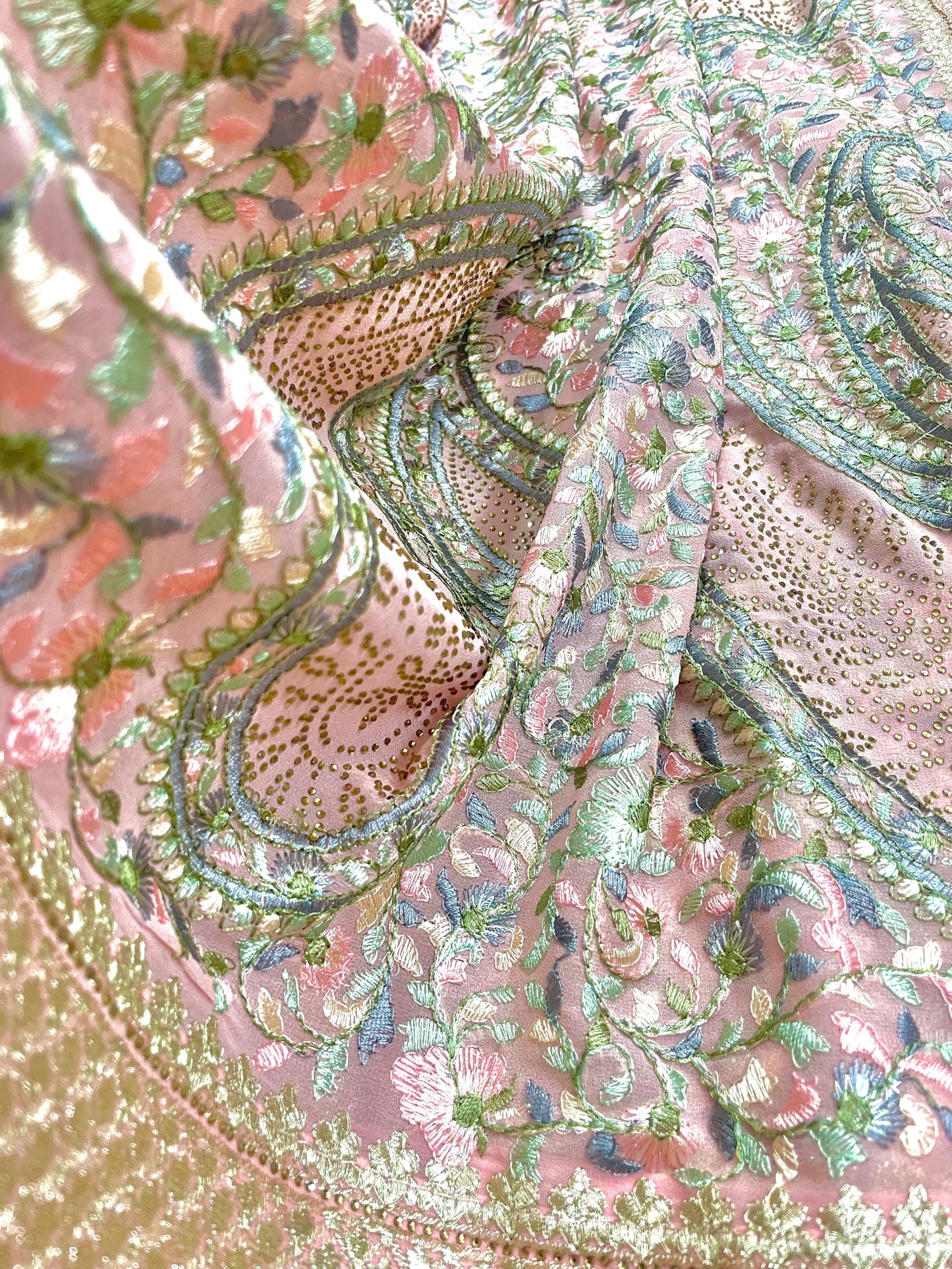 Multicolor Thread Work With Swarovski Touch - Vanesara