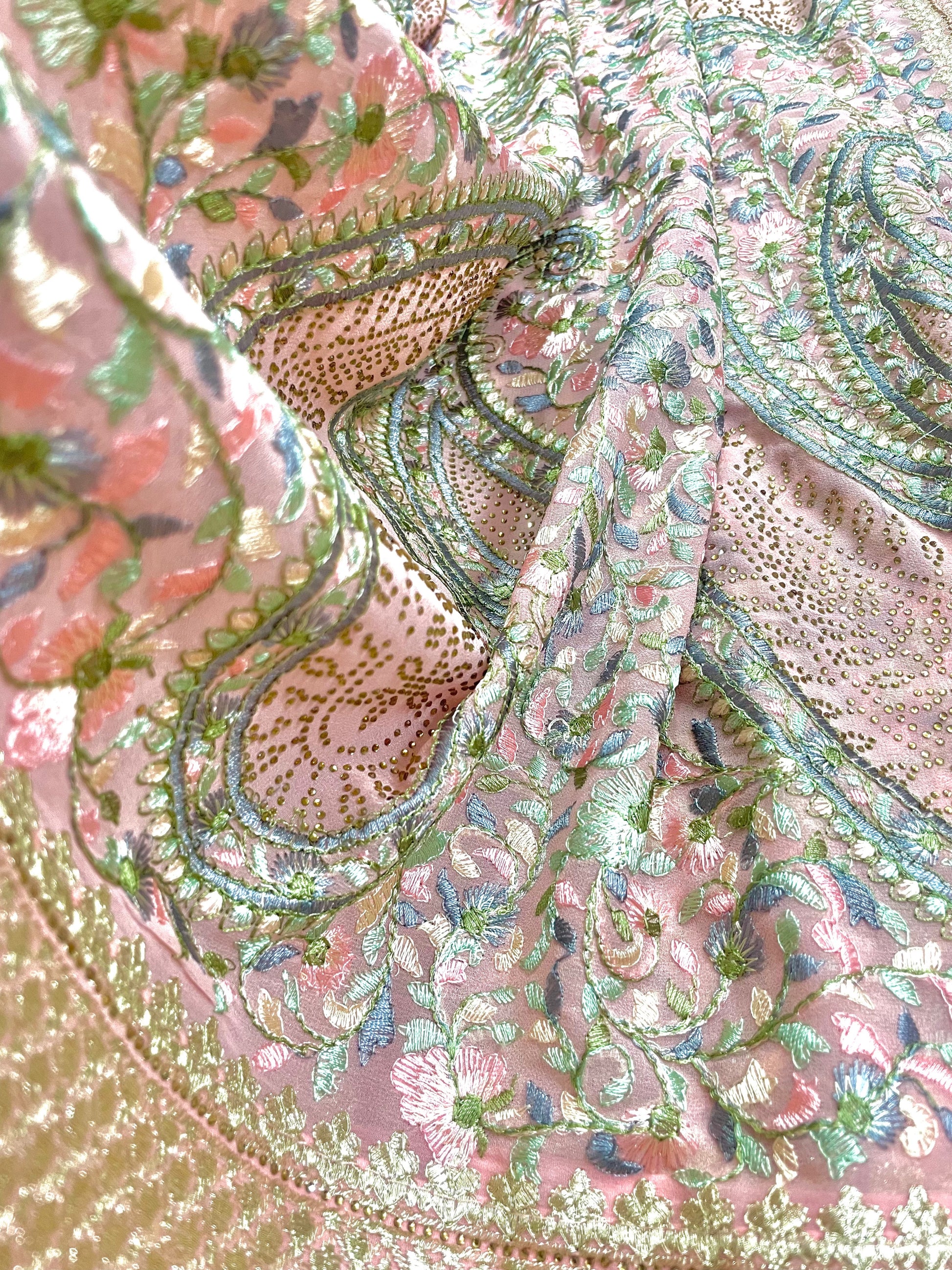 Multicolor Thread Work With Swarovski Touch - Vanesara