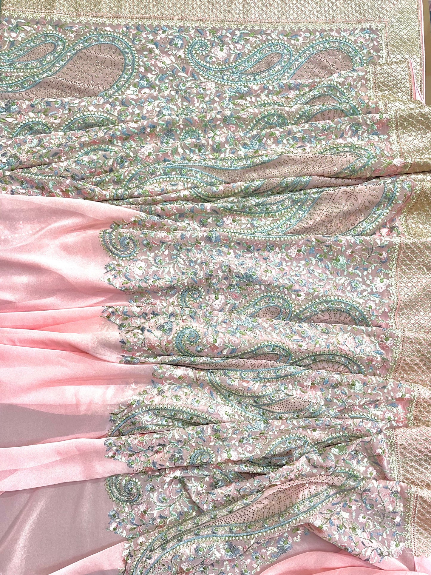 Multicolor Thread Work With Swarovski Touch - Vanesara