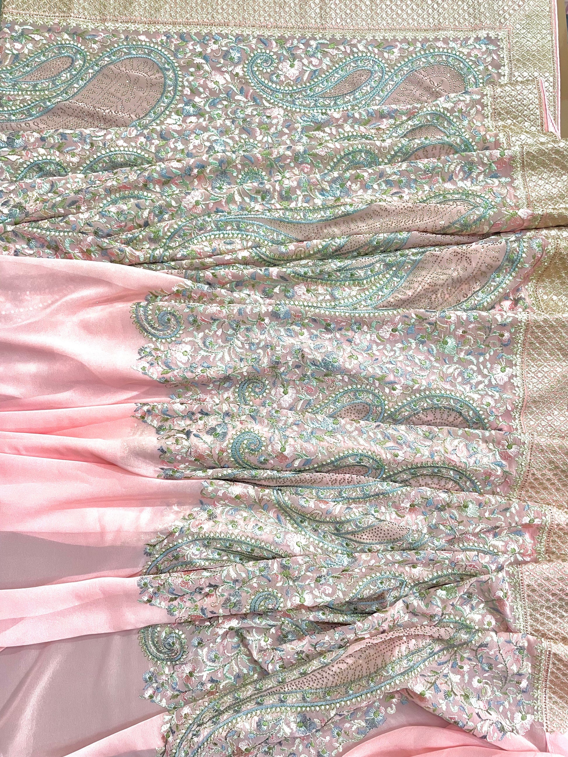 Multicolor Thread Work With Swarovski Touch - Vanesara