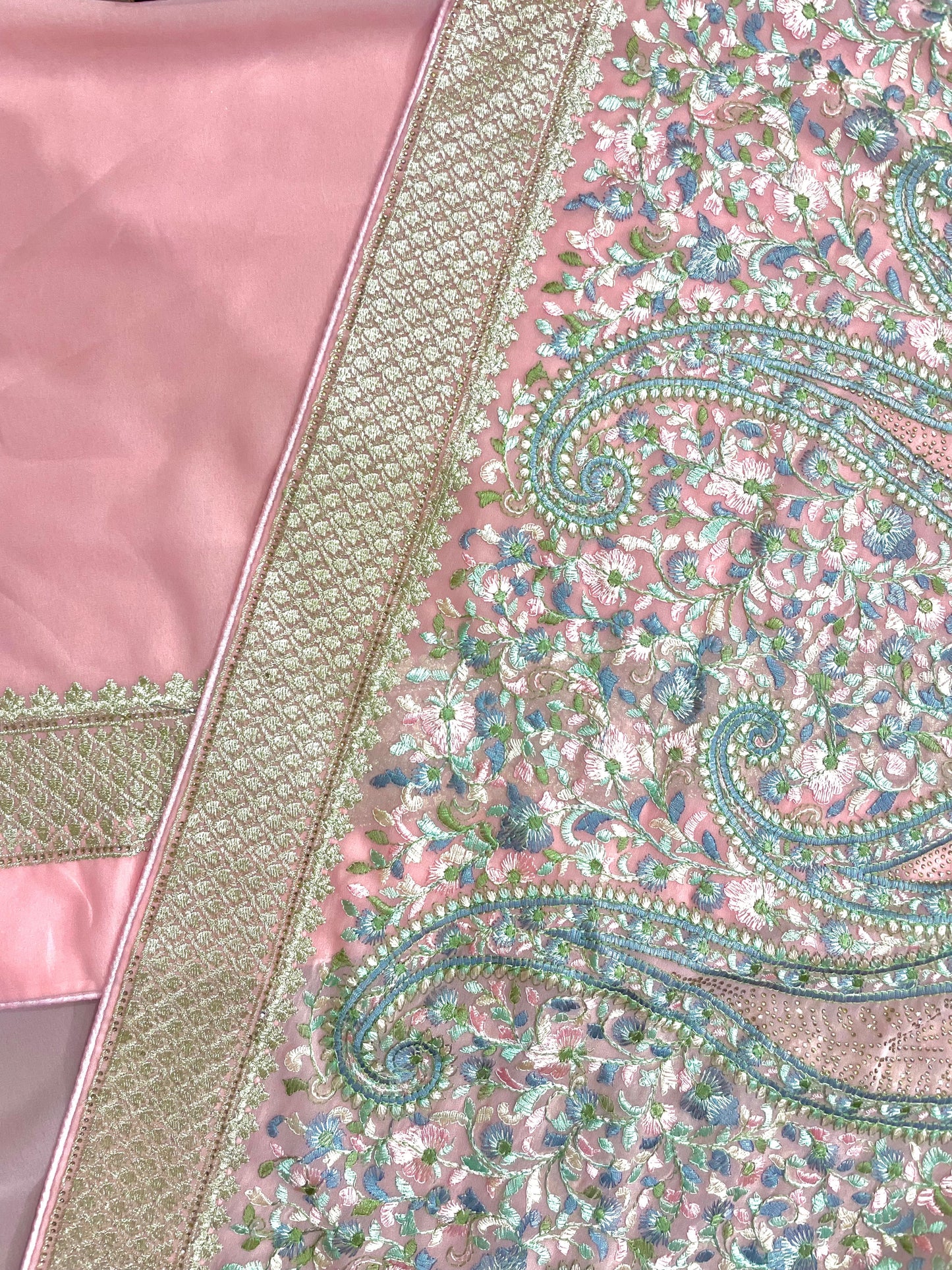 Multicolor Thread Work With Swarovski Touch - Vanesara