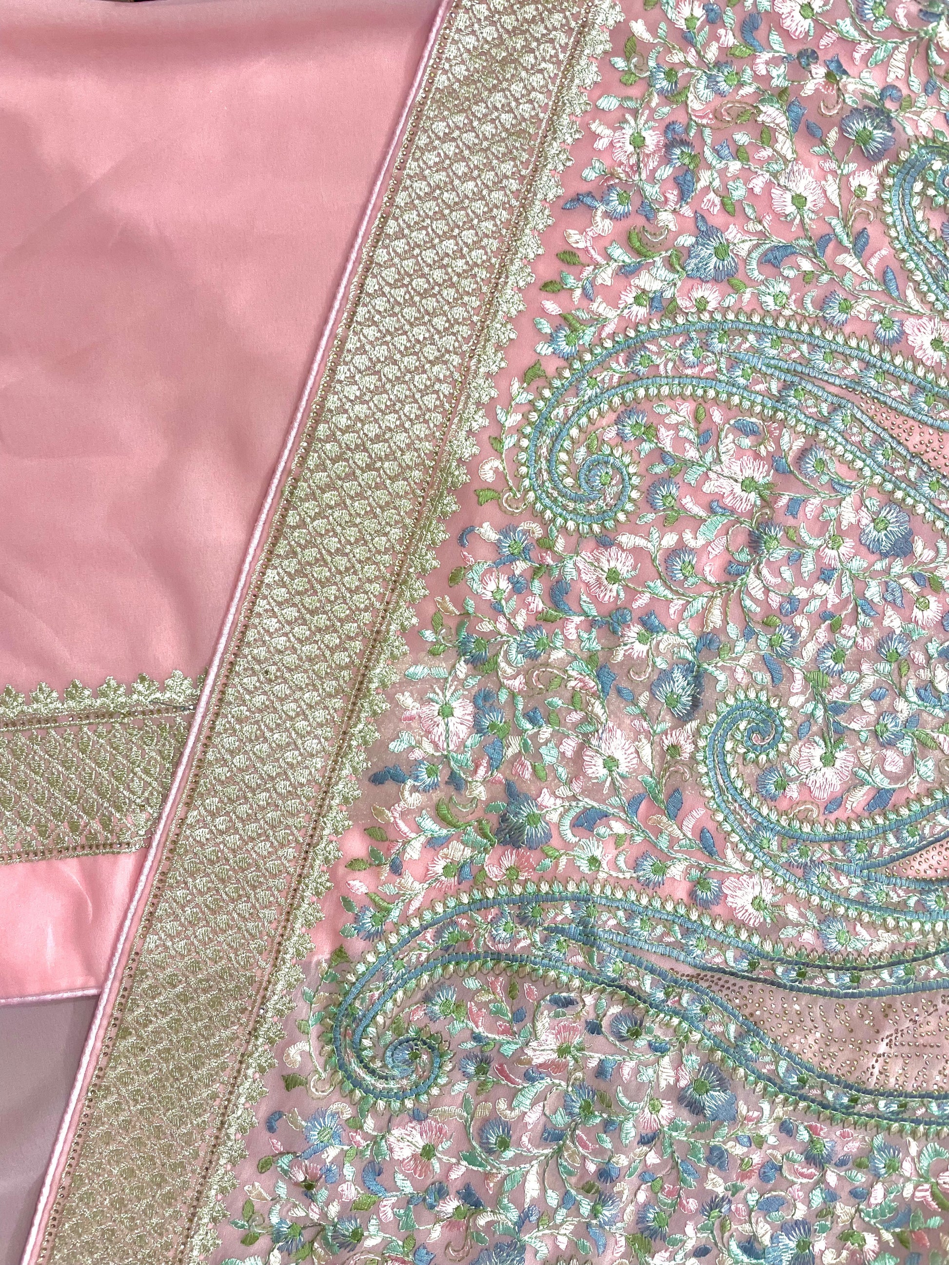 Multicolor Thread Work With Swarovski Touch - Vanesara