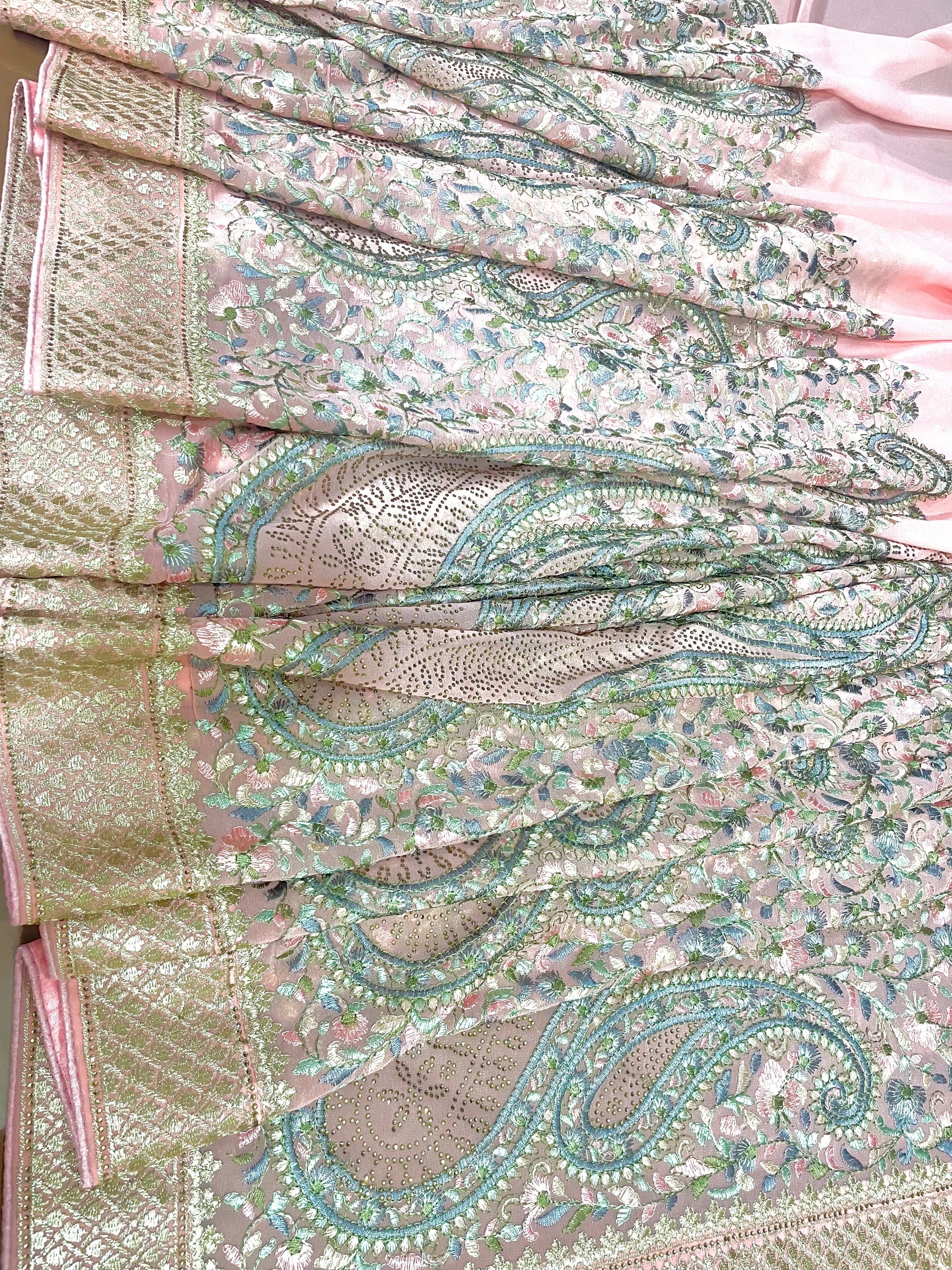 Multicolor Thread Work With Swarovski Touch - Vanesara