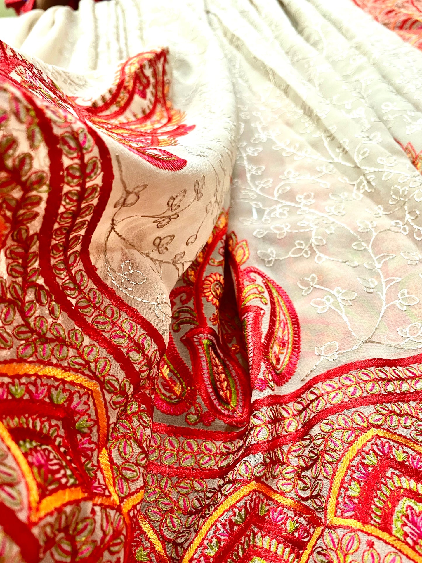 Multi Thread Embroidery Beige Saree - Vanesara