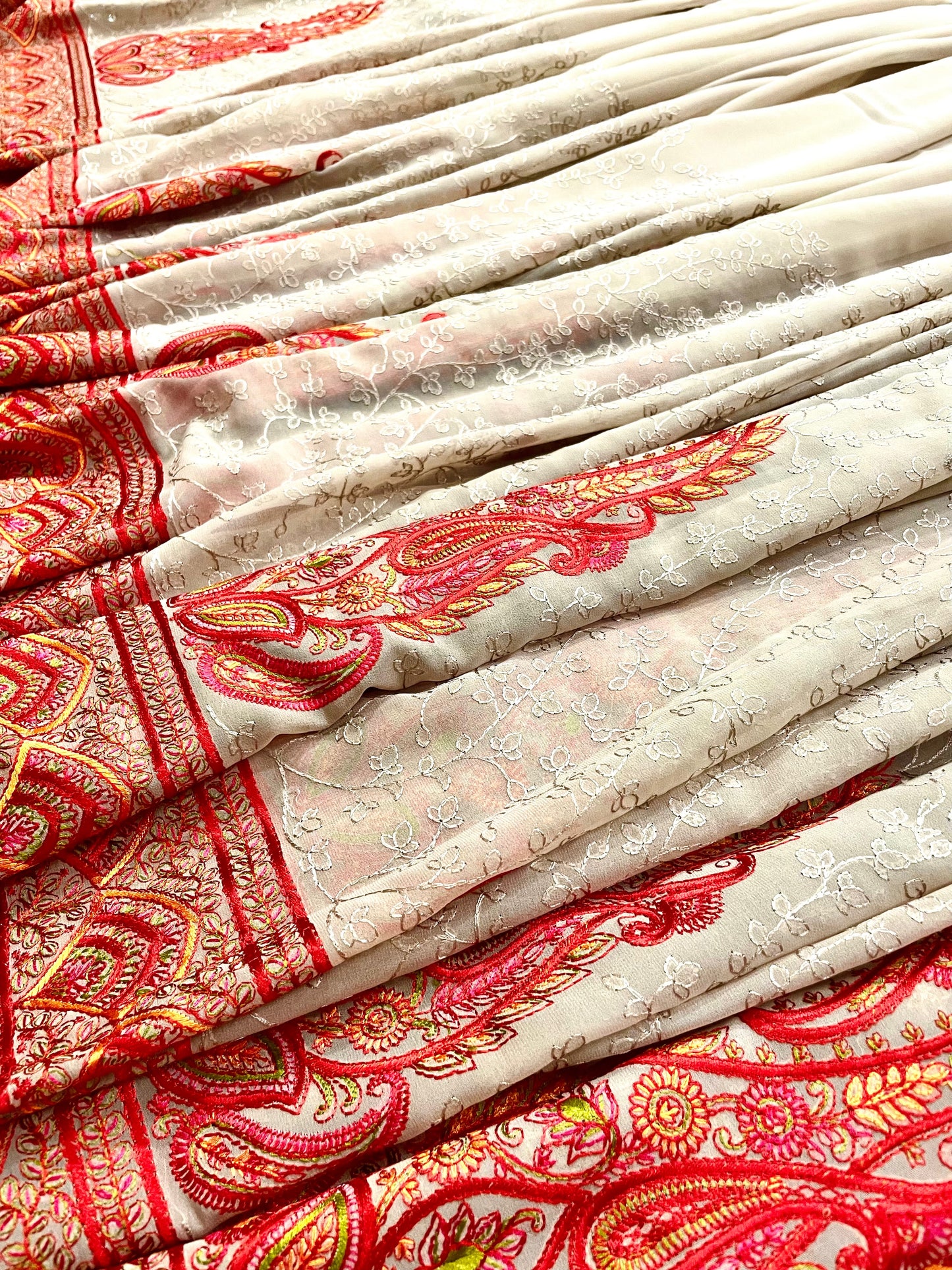 Multi Thread Embroidery Beige Saree - Vanesara