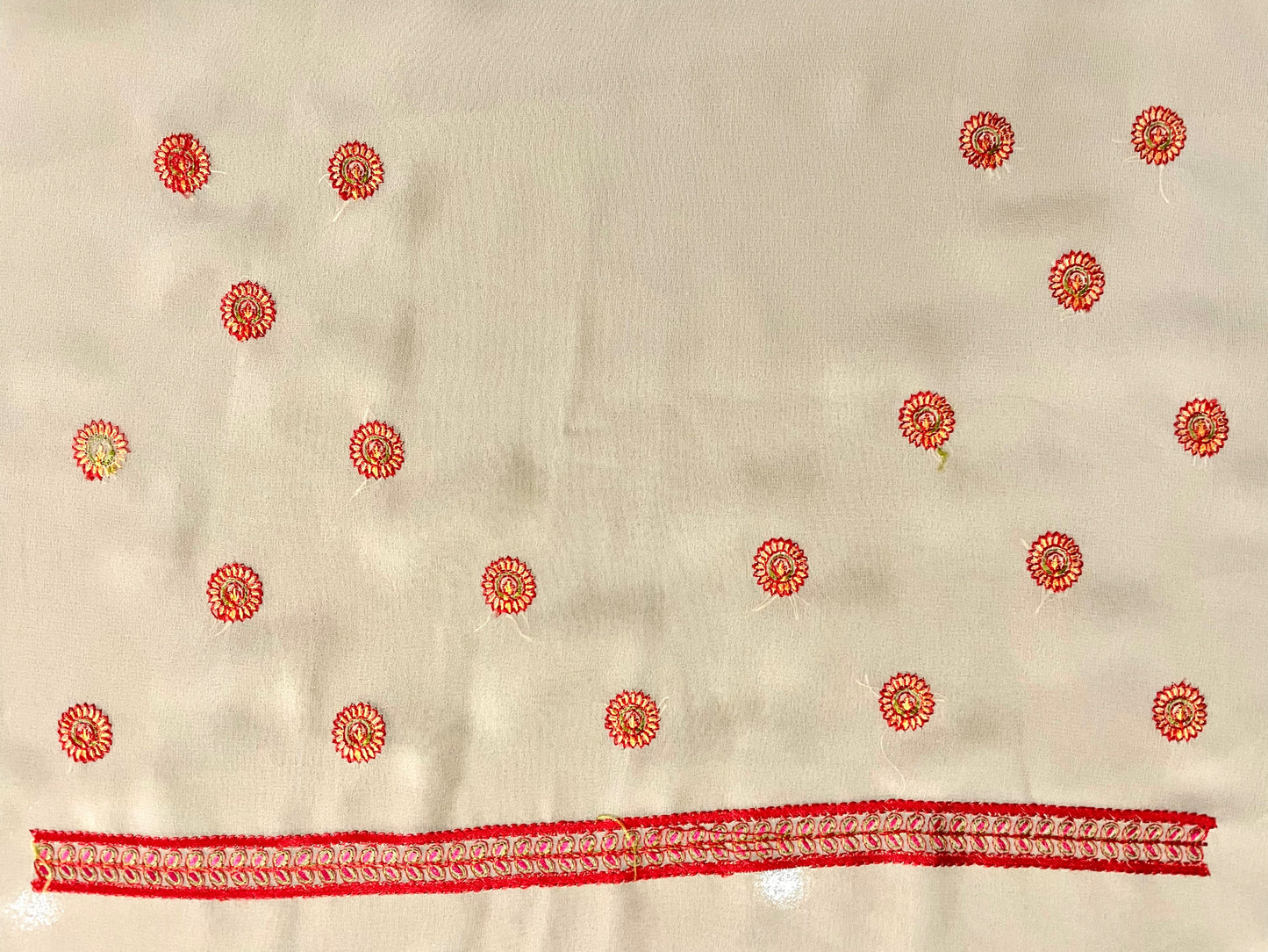 Multi Thread Embroidery Beige Saree - Vanesara