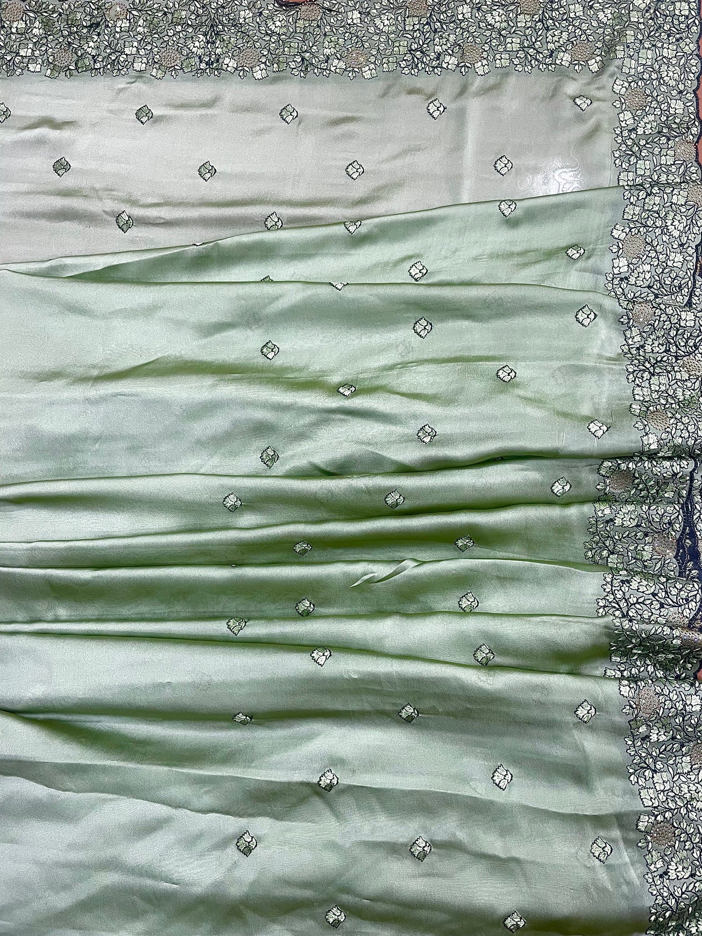 Thread work saree with Swarovski touch - Vanesara