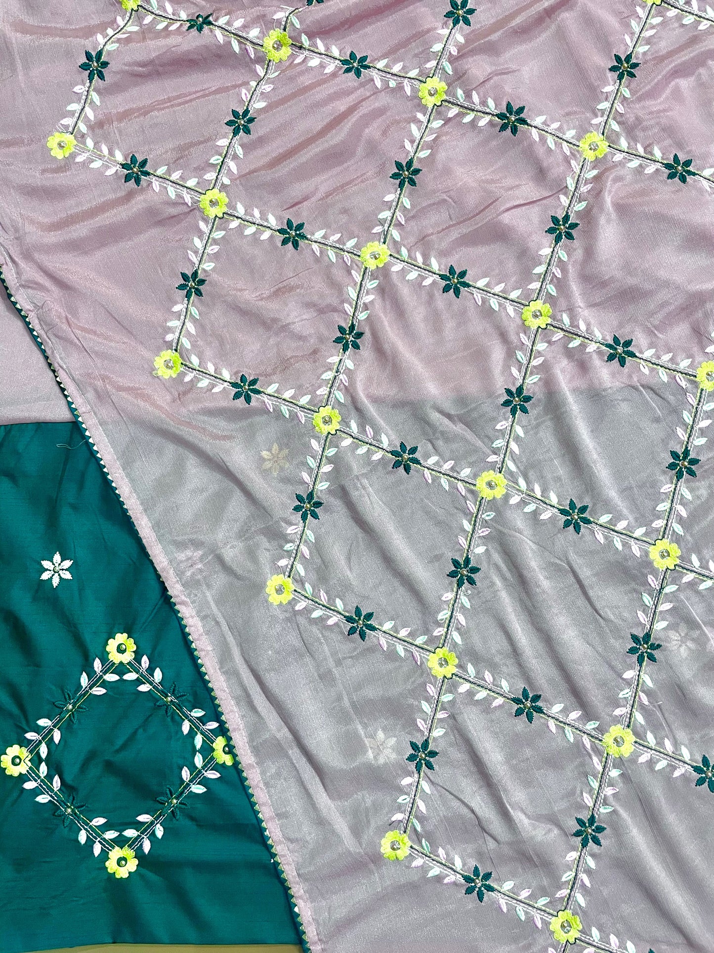 Pink Floral Embroidered Saree - Vanesara