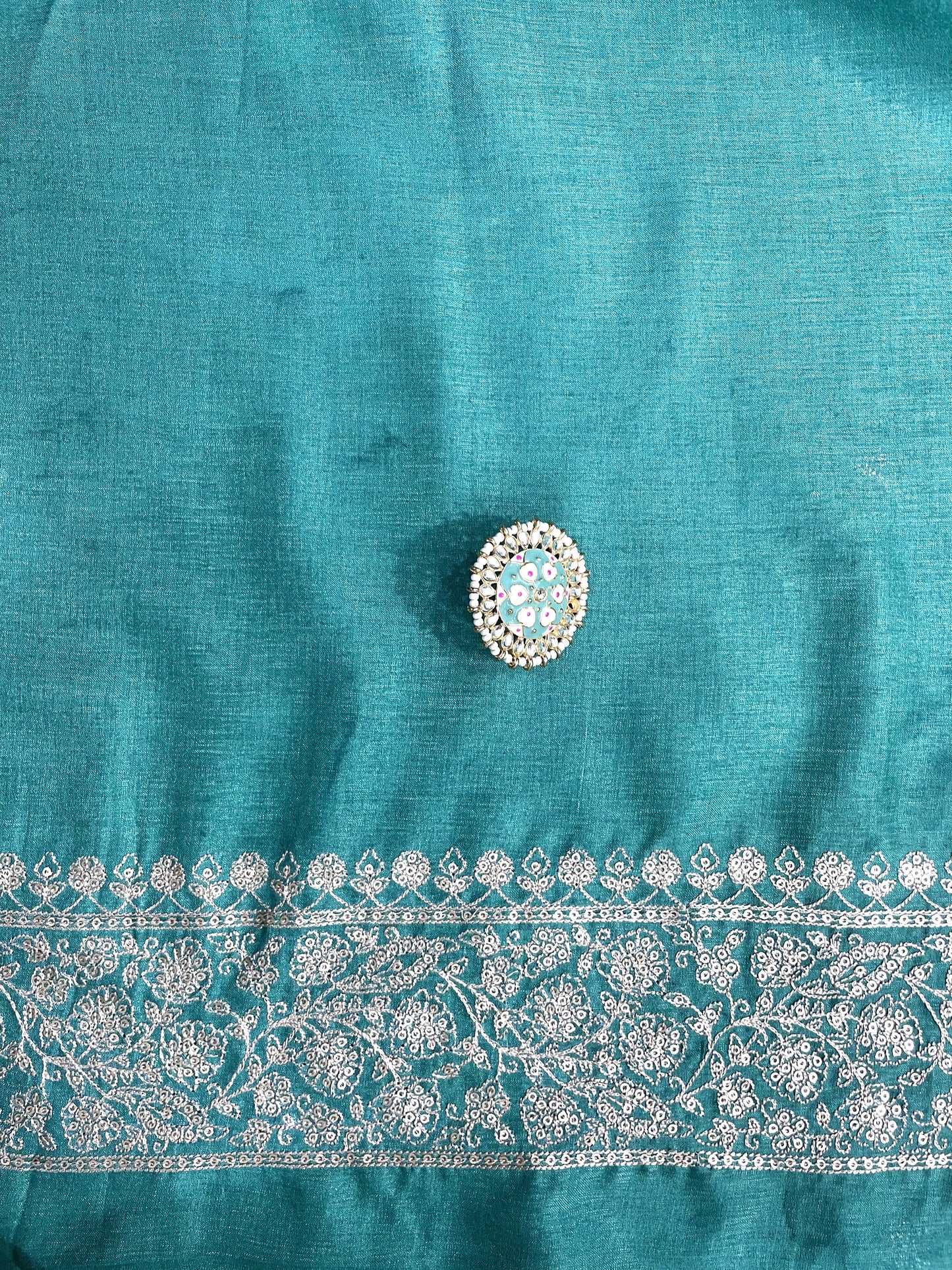 Bandhani Print Embroidered Silk Saree - Vanesara