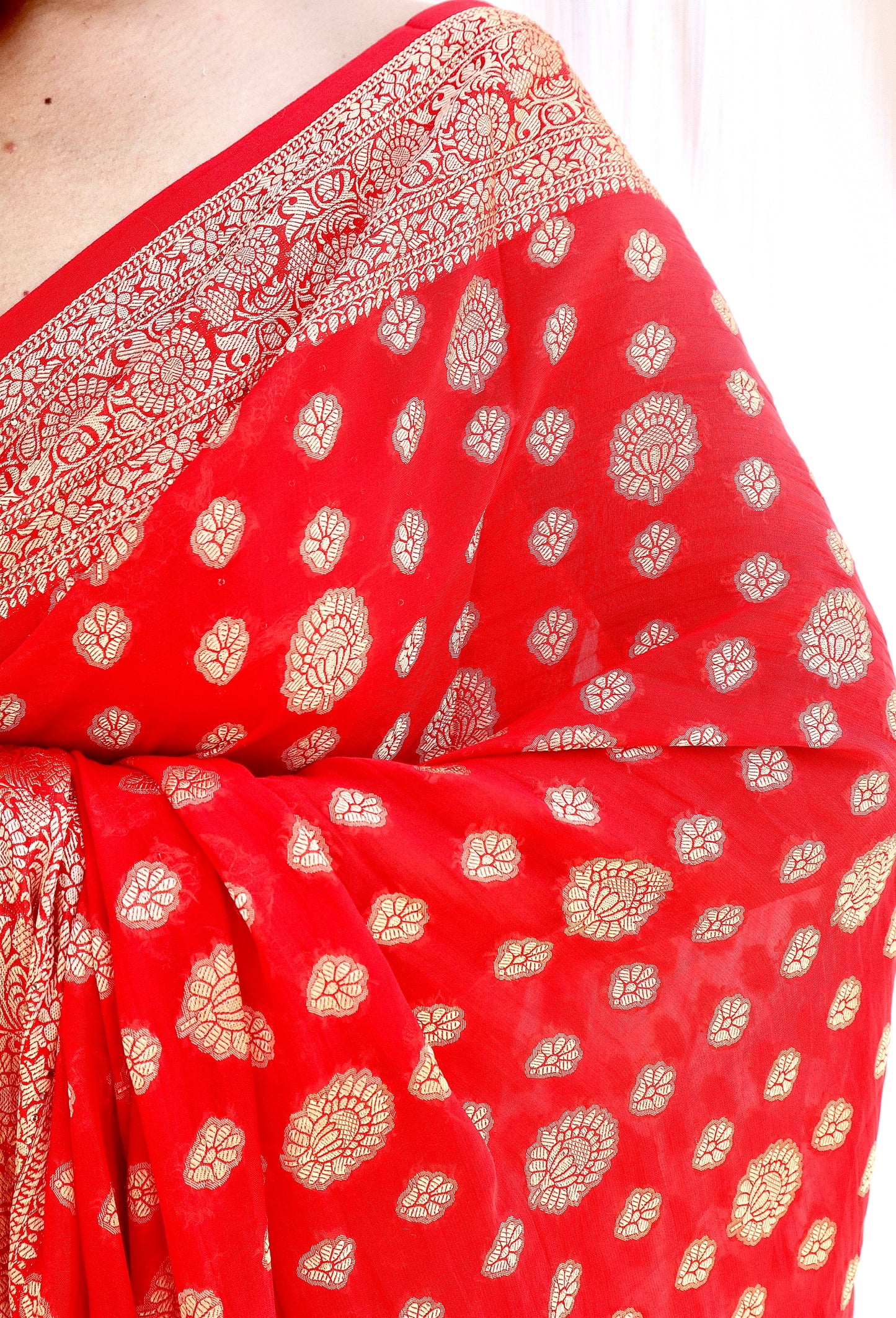 Banarasi chiffon Swarovski highlights saree - Vanesara