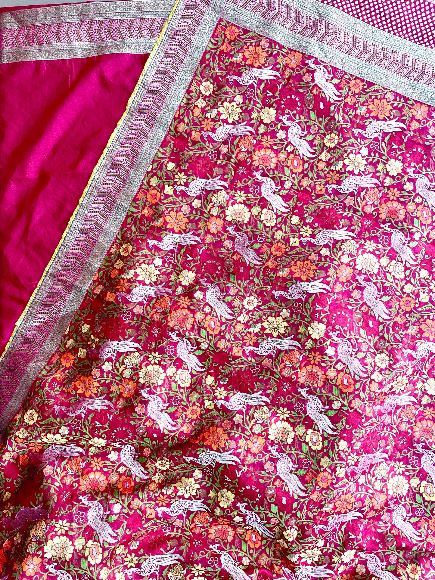 Silk saree with flower print - Vanesara