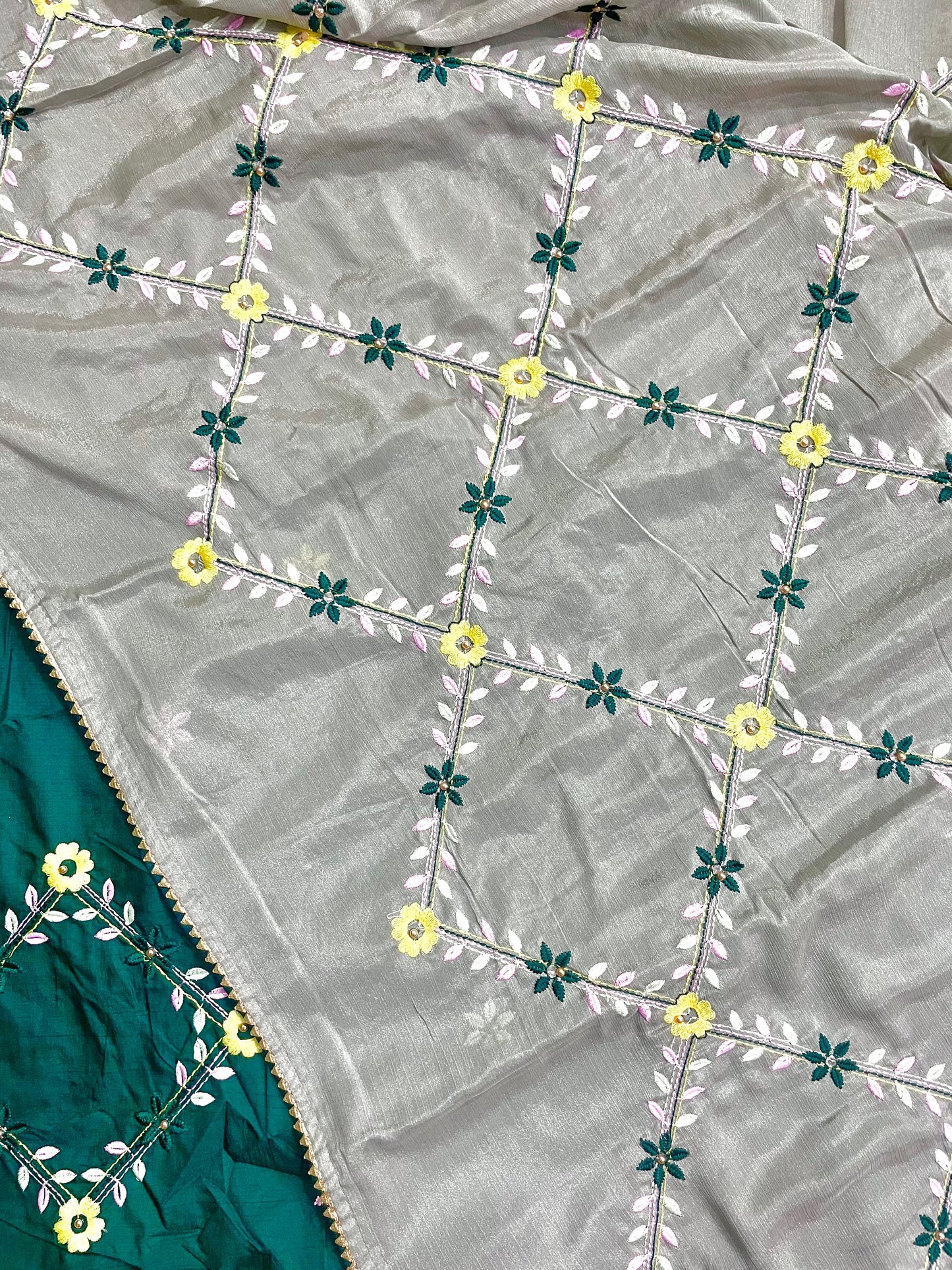 Grey Floral Embroidered Saree - Vanesara