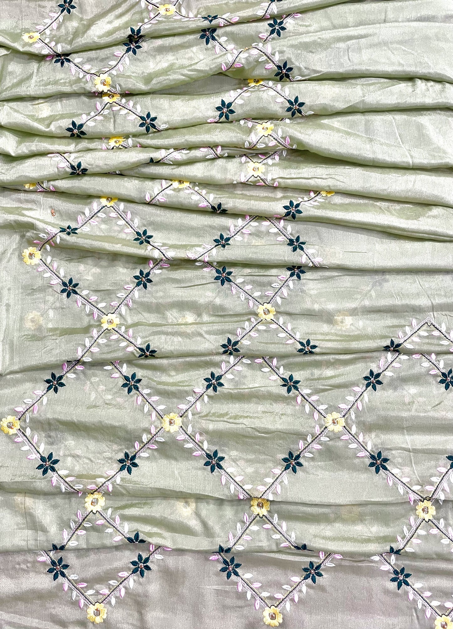 Floral Embroidered Crepe Saree - Vanesara