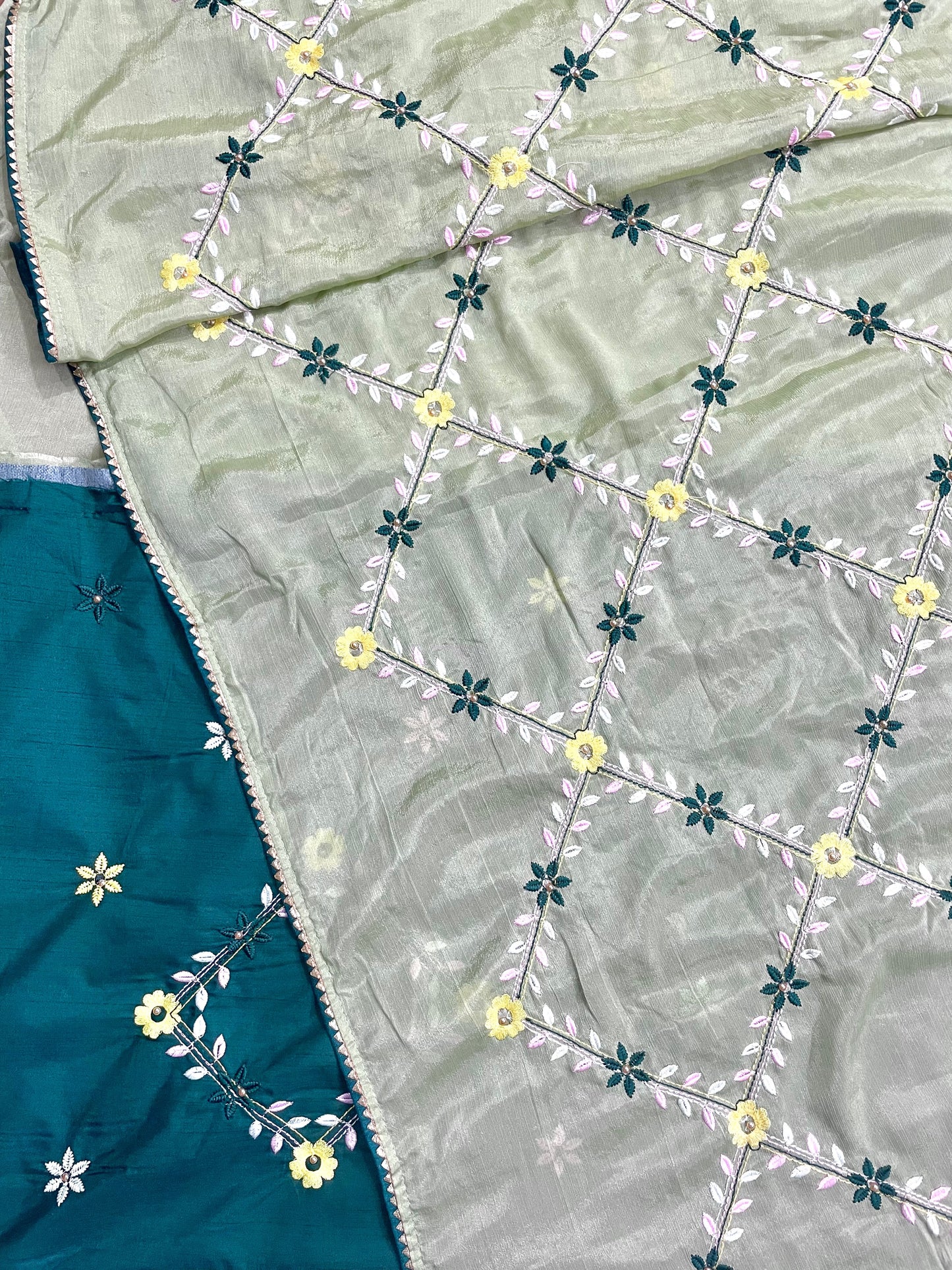 Floral Embroidered Crepe Saree - Vanesara