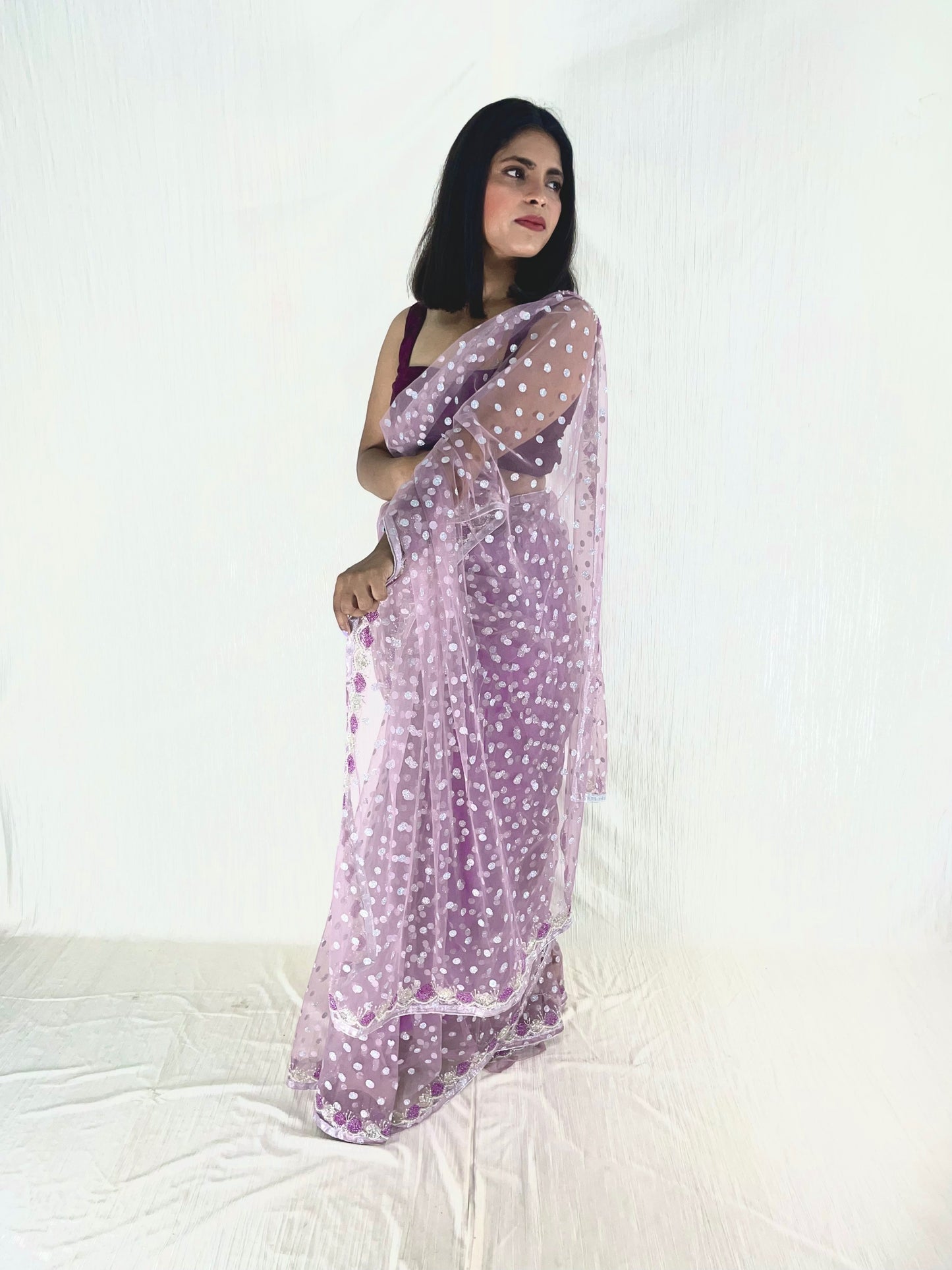 Net Saree with Handwork - Vanesara