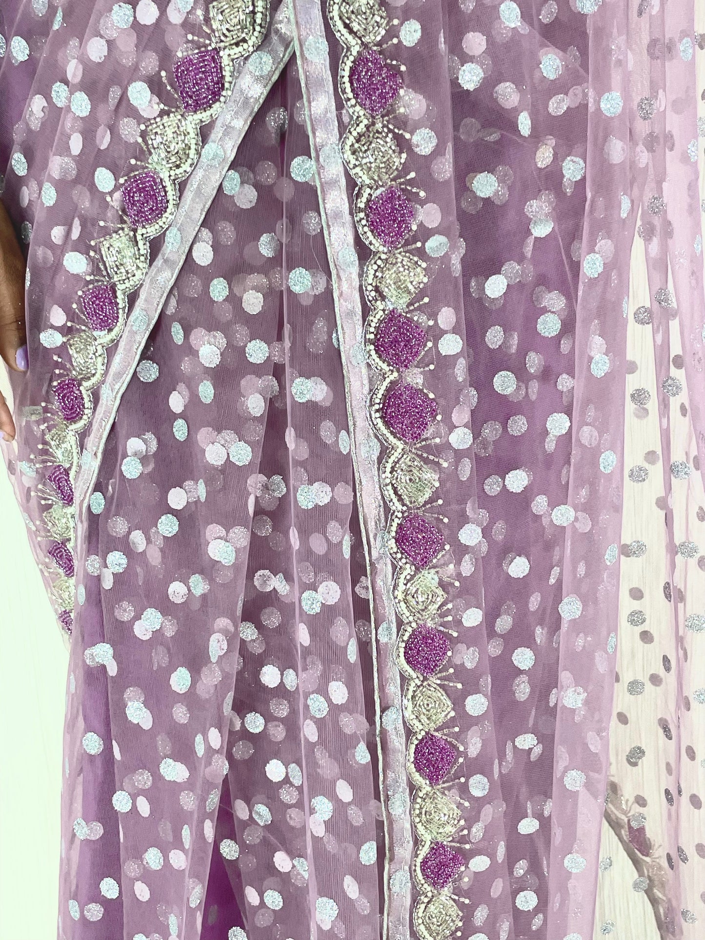 Net Saree with Handwork - Vanesara