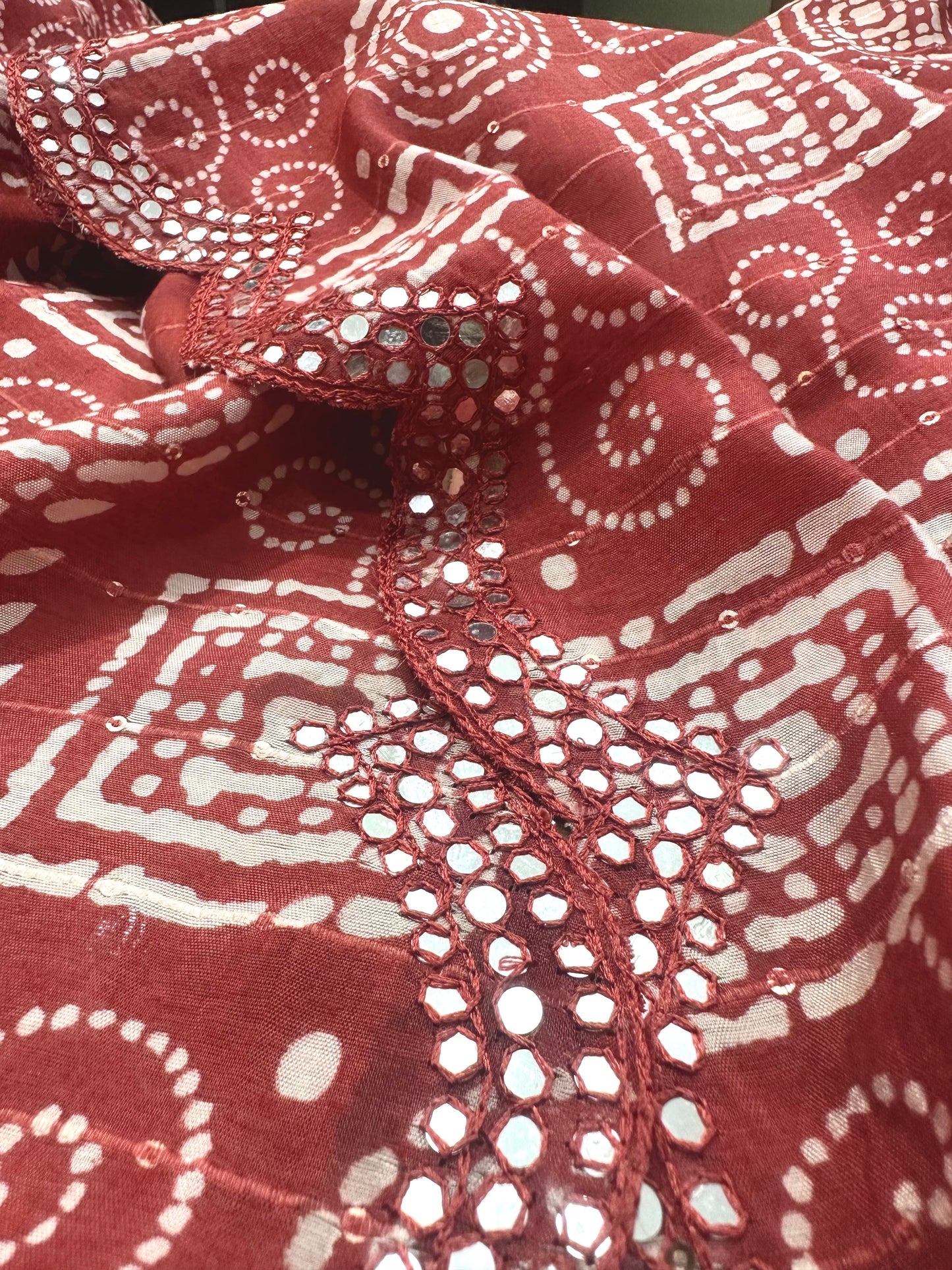 Mirror Work Cotton saree - Vanesara