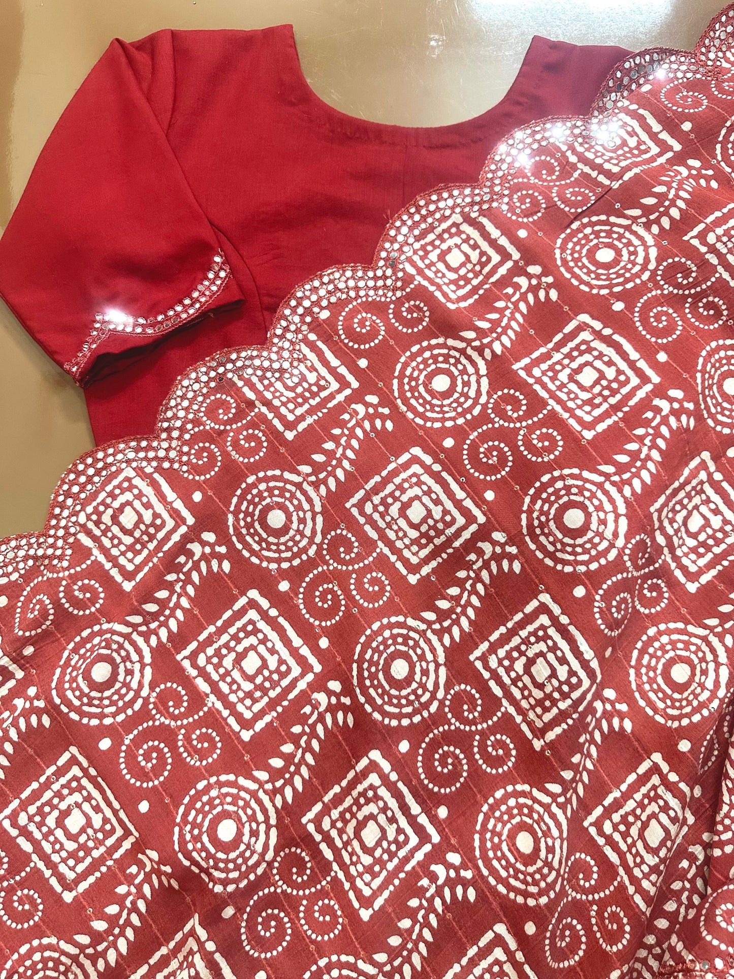 Mirror Work Cotton saree - Vanesara