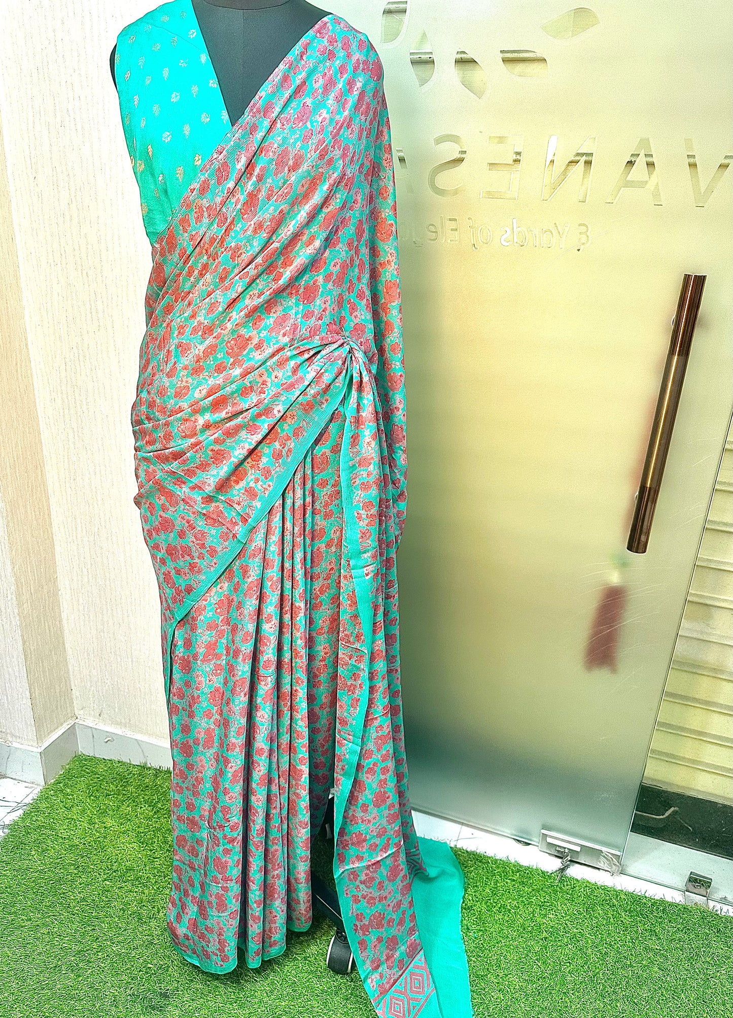 Chinon Crepe Saree With Touch Of Zari - Vanesara