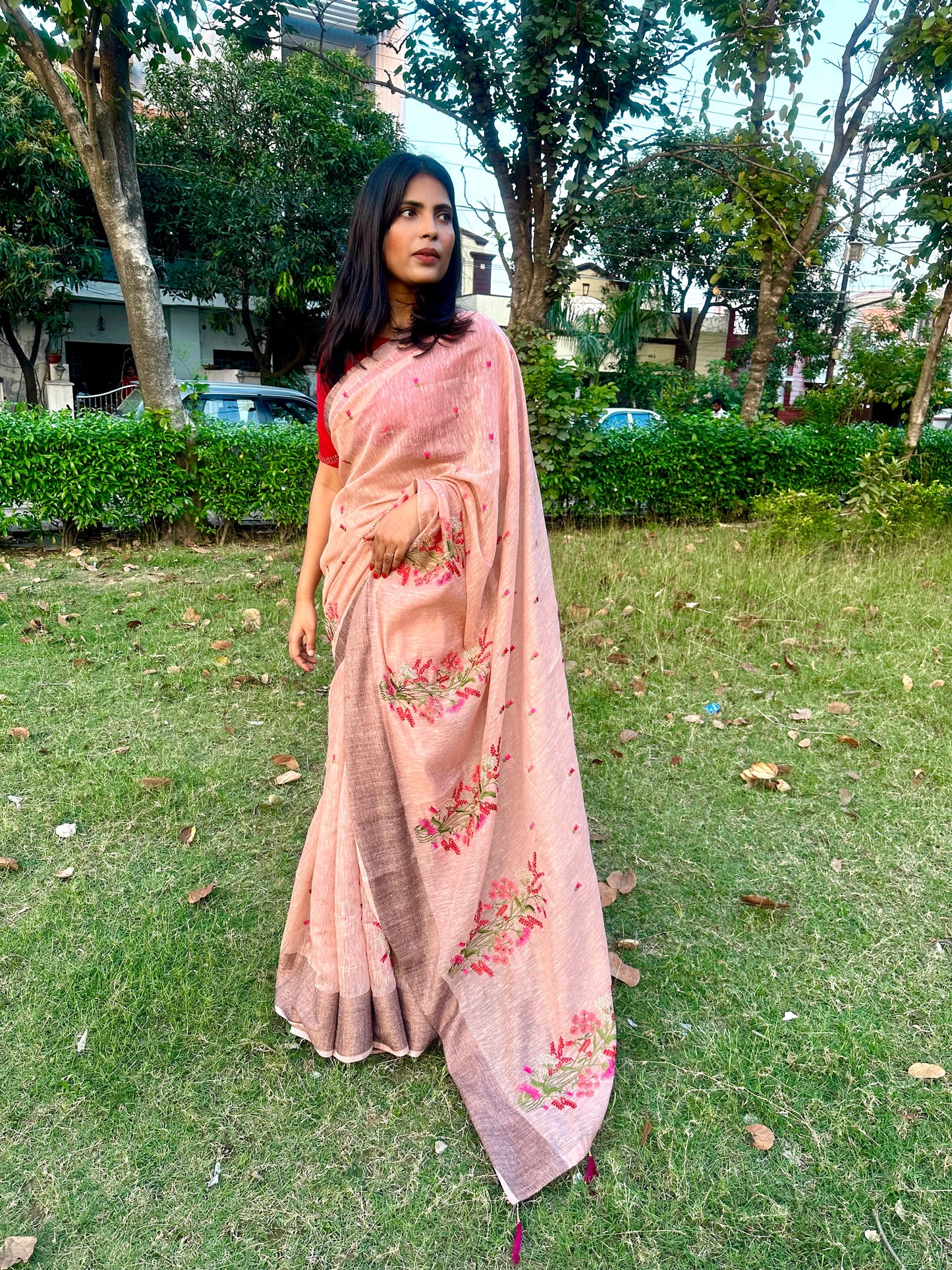 Multicolor Floral Embroidered Saree - Vanesara