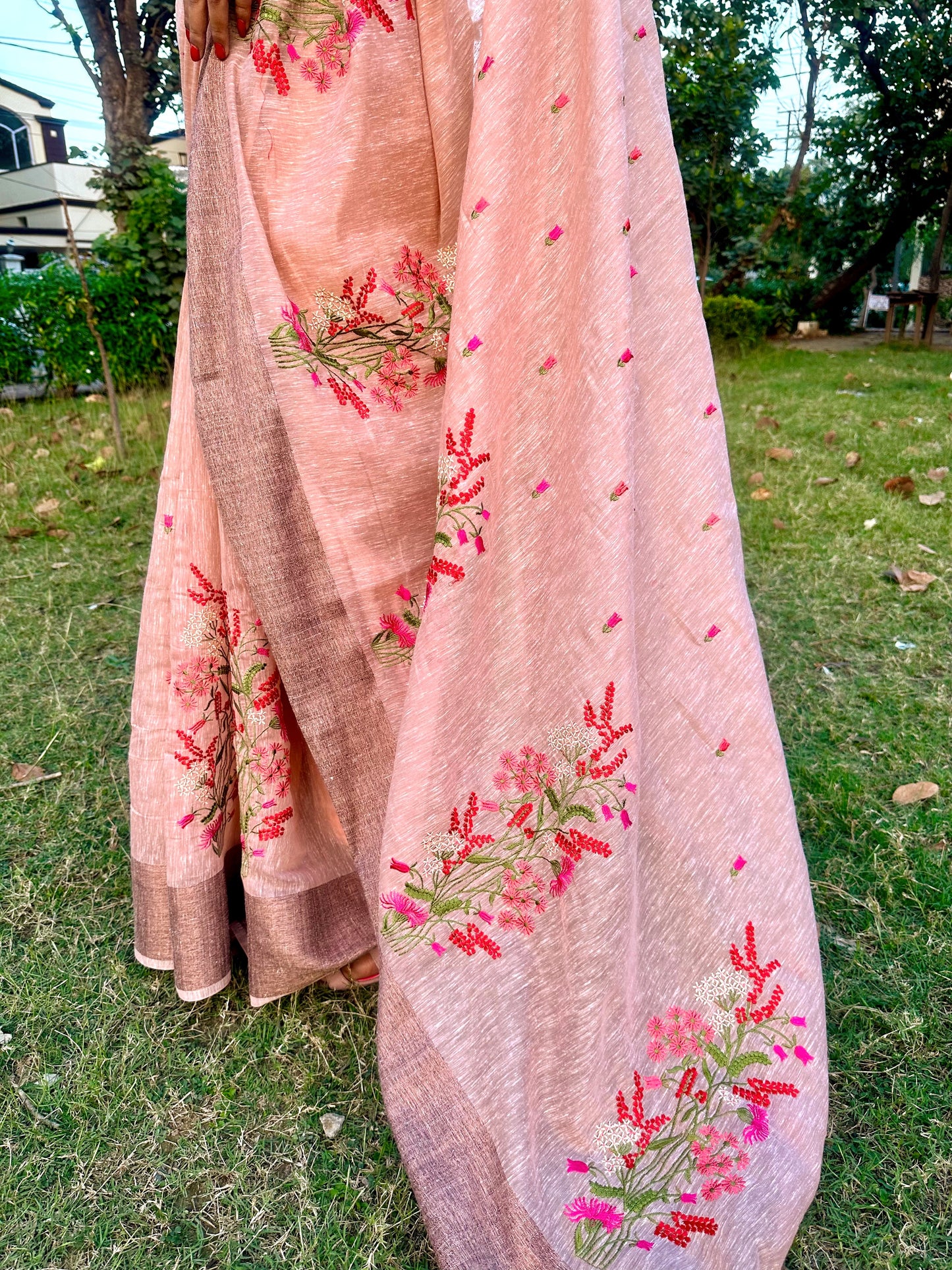 Multicolor Floral Embroidered Saree - Vanesara